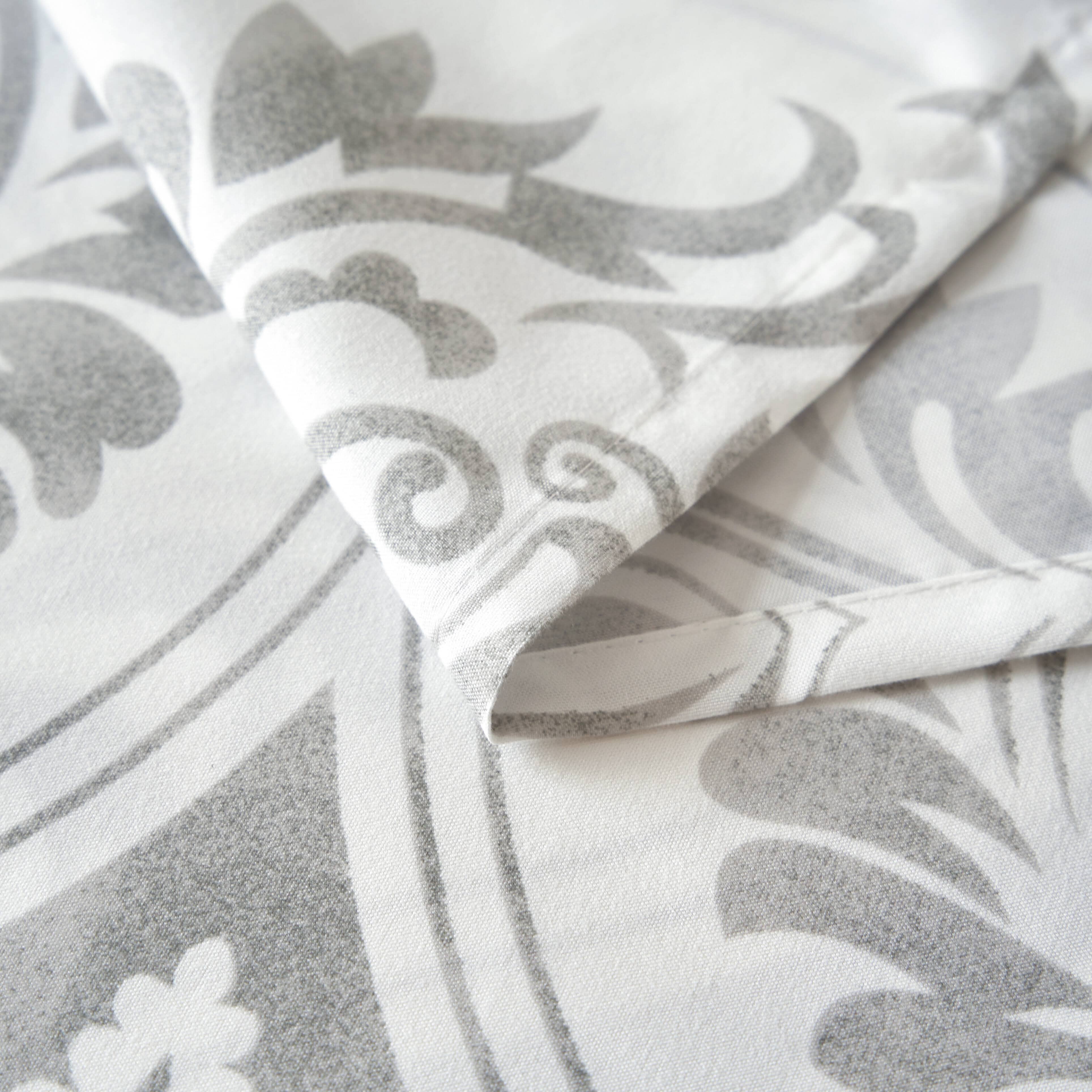 Tache Dreamy Moon Sky Ogee Damask Heather Gray White Bed Sheet Set (TB300)