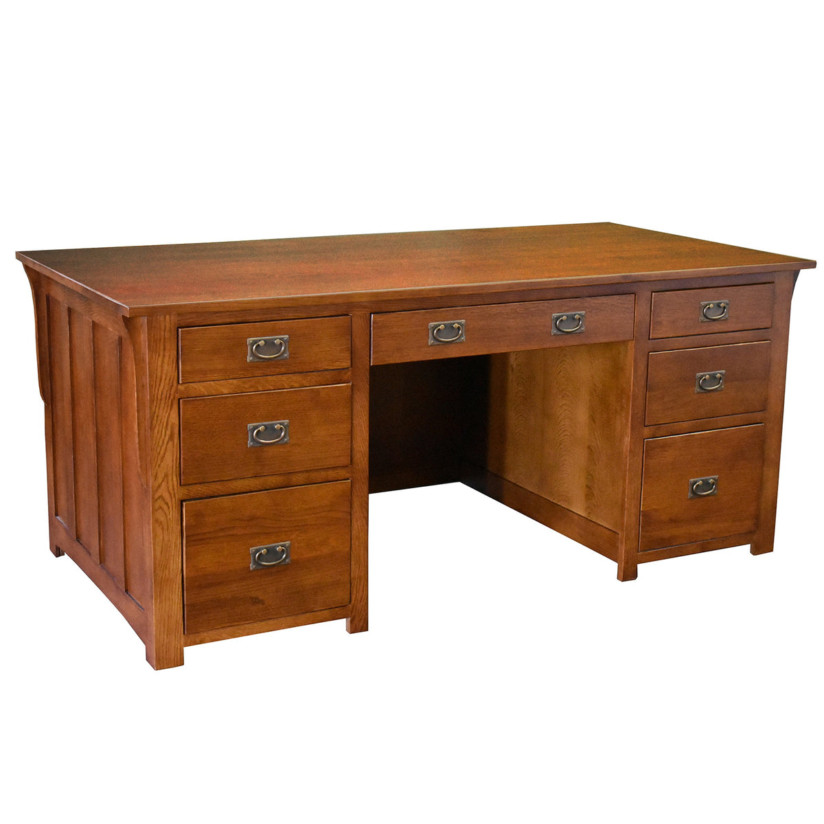 Mission Library Desk with File Cabinet Drawers - Michael's Cherry (MC-A)