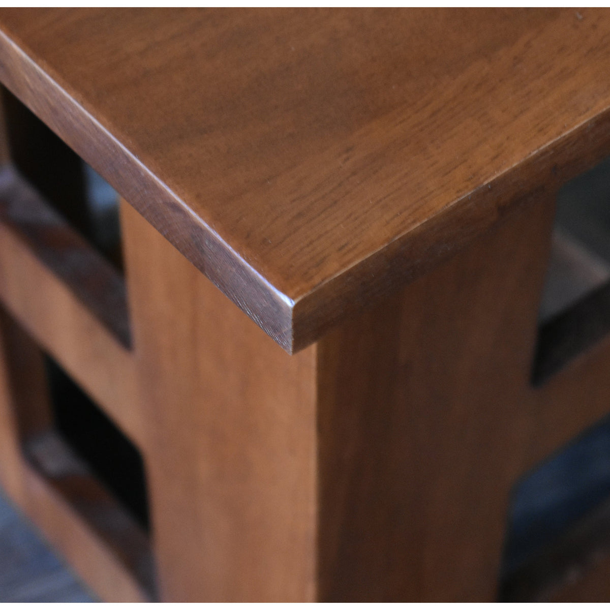 Mission Solid Oak Square End Table with Cut Outs - Michael's Cherry (MC1)