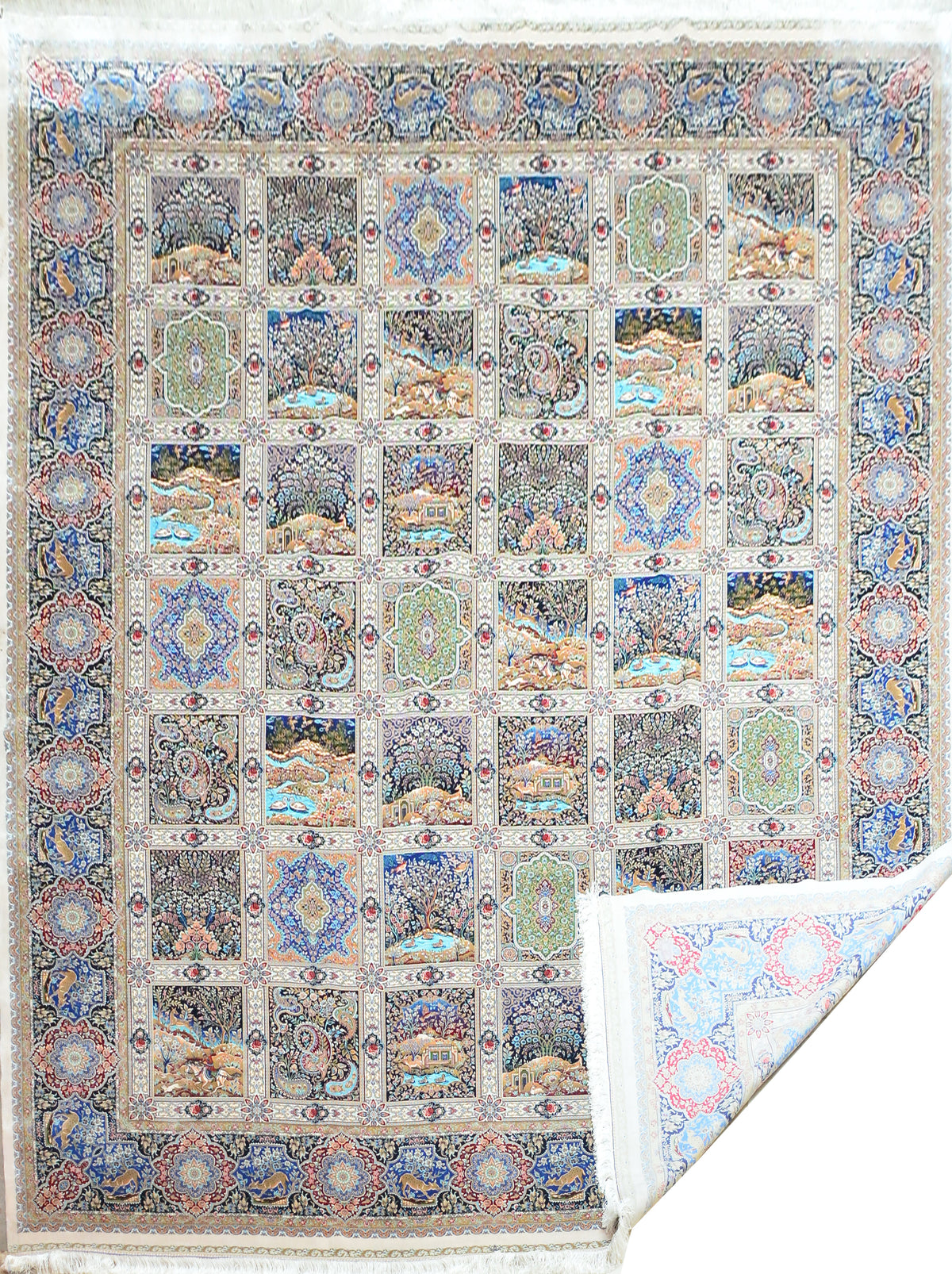 Fine Bakhtiar 100% Silk Oriental Rug 9' 1" x 13'