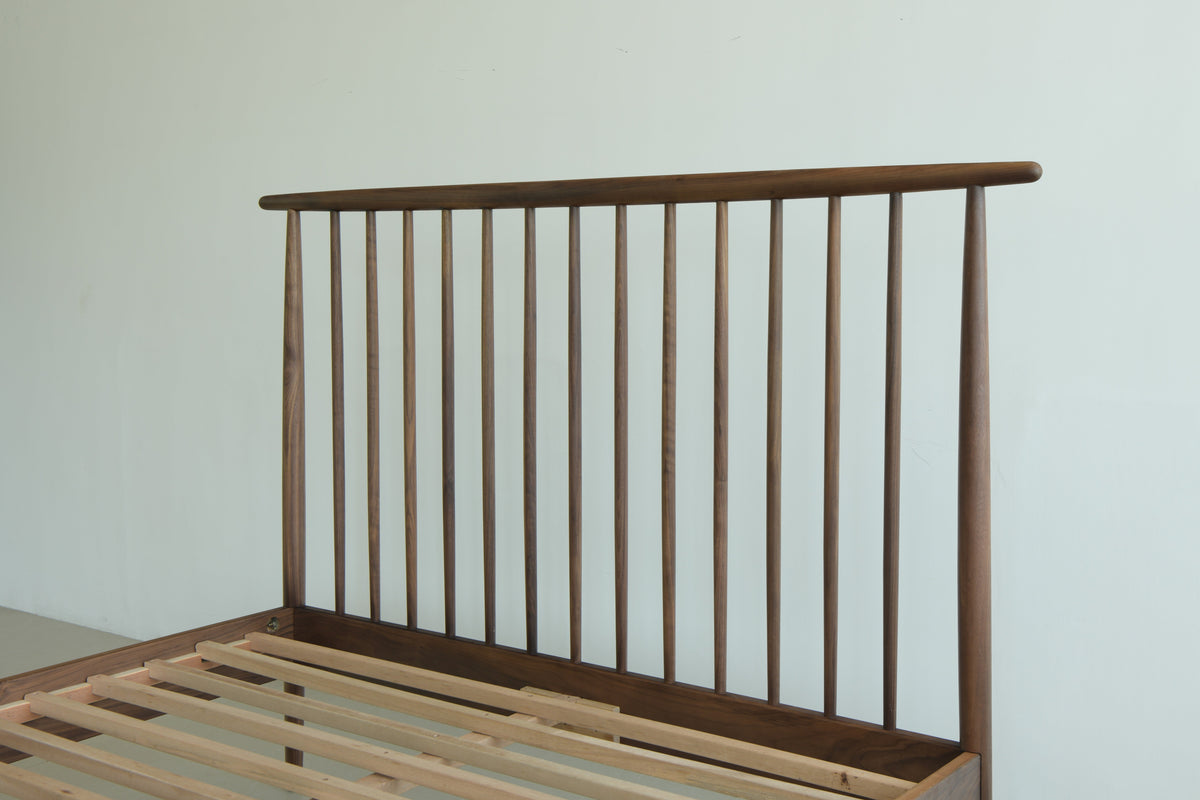 Mid Century Bed - American Solid Black Walnut