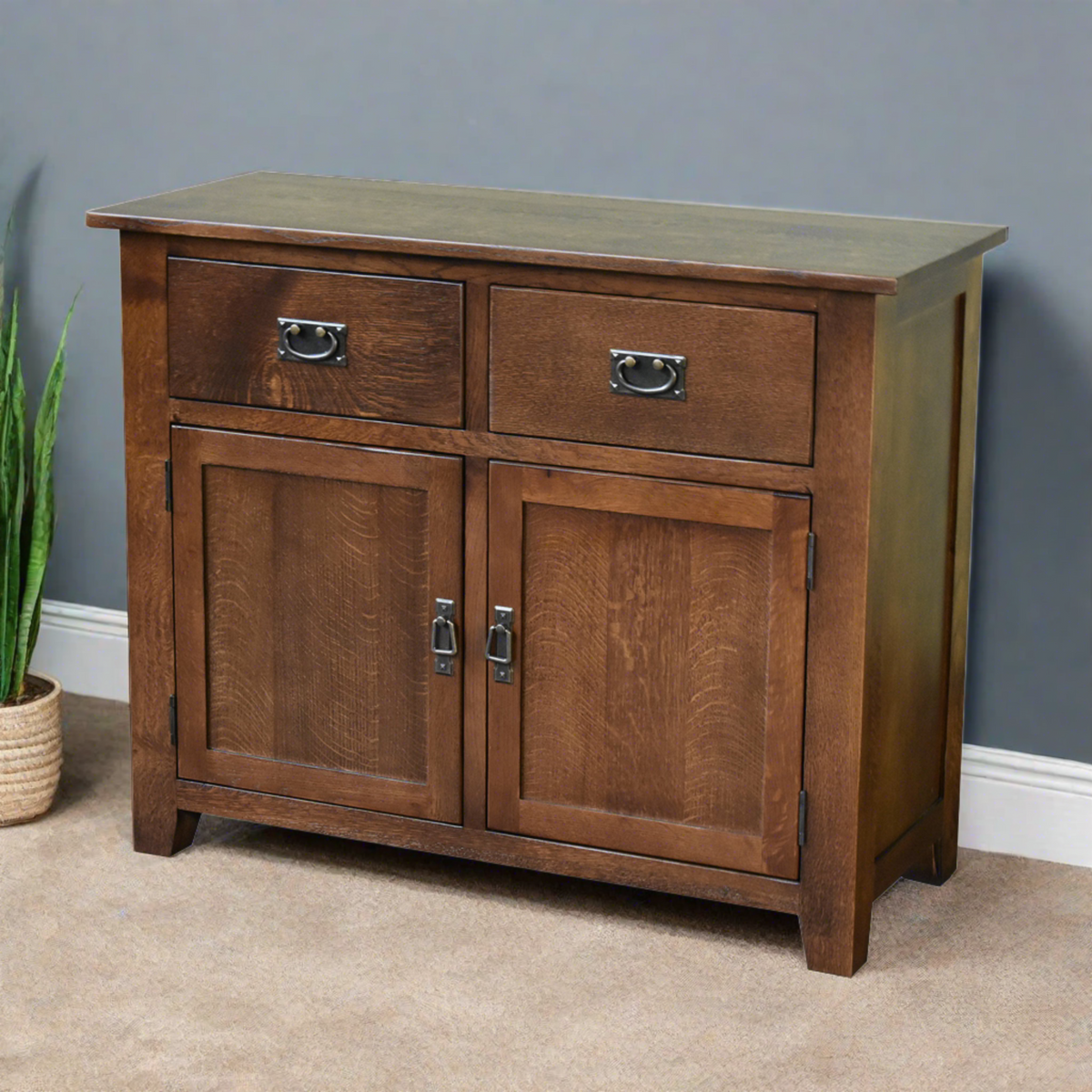 Mission 2-Door 2-Drawer Sideboard, Console – Walnut Finish