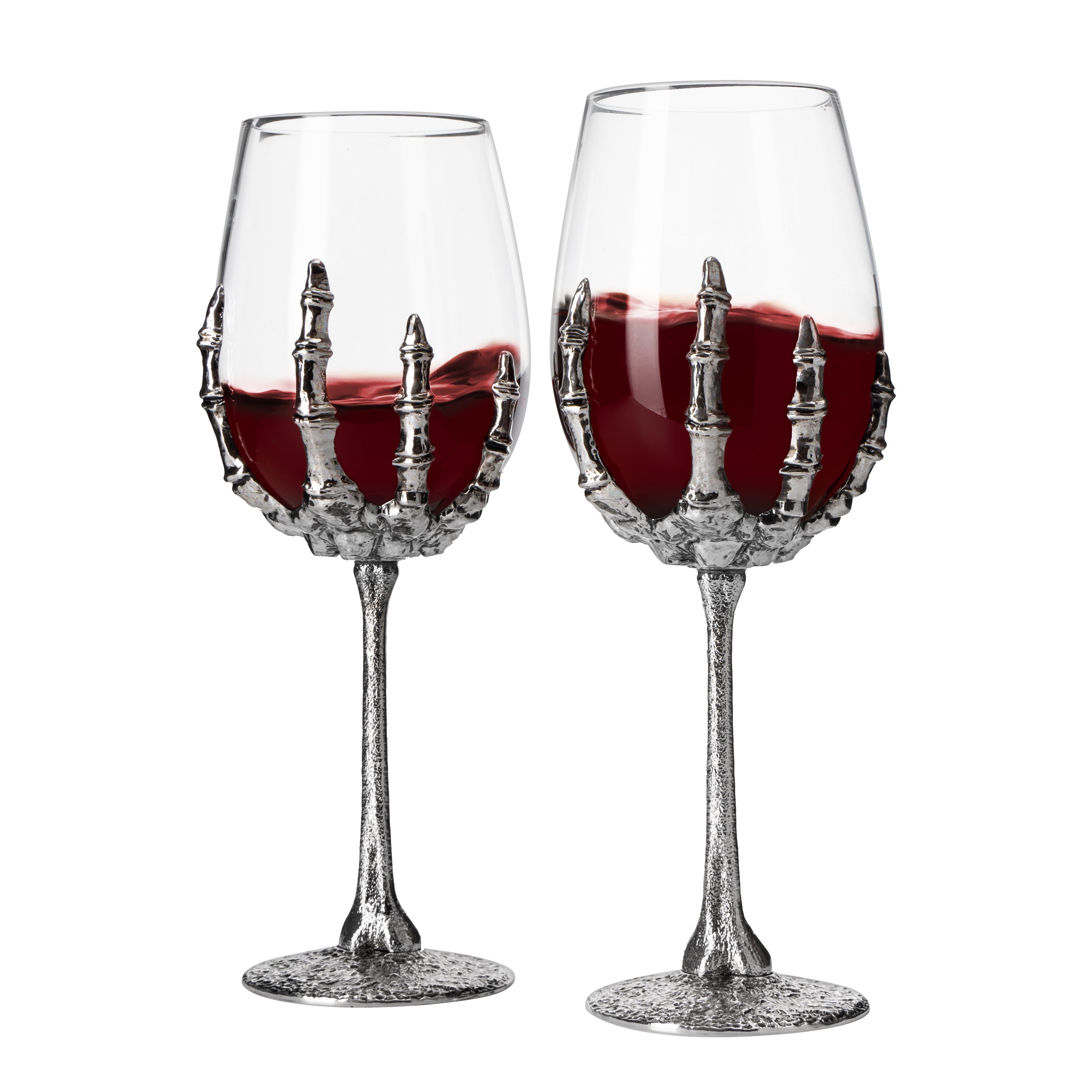 Stemmed Skeleton Wine Glasses Set Of 2 By Skeleton Hand Glasses 9 H Goth Gifts Skele