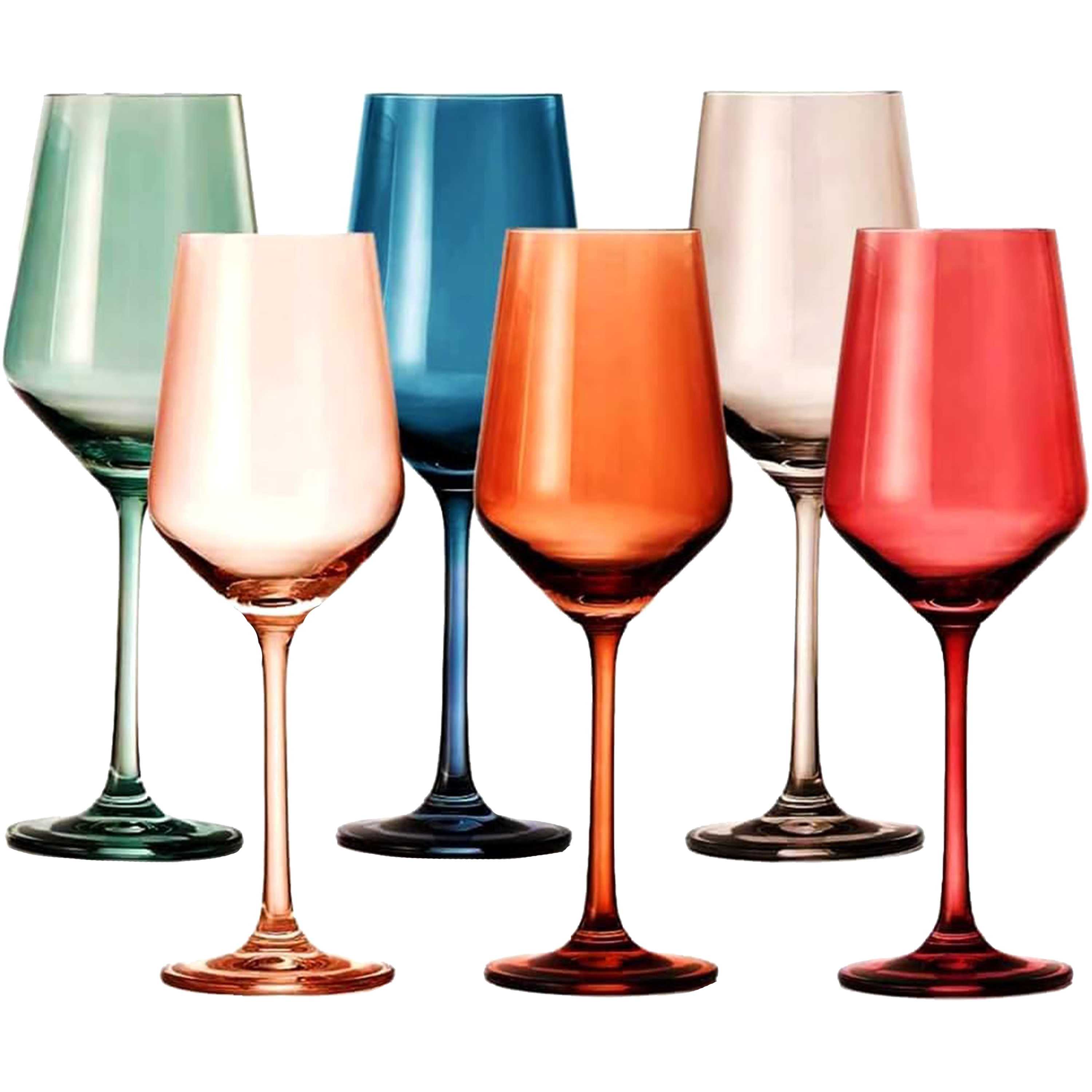 Colored Crystal Wine Glass Set Of 6 Gift For Mothers Day Her Wife Mom Friend Large 12 Oz Glasses Uni