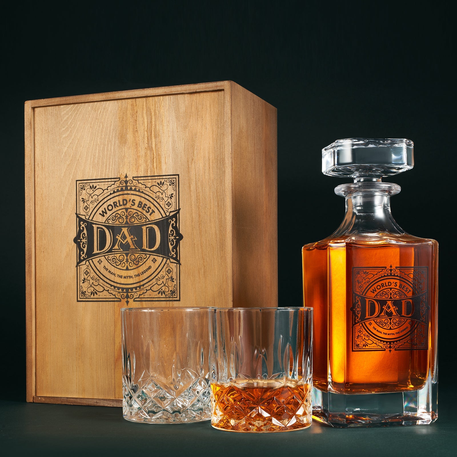 Gift For Dad Whiskey Decanter Gift Set 730ML Decanter 2 Whiskey Glass Fathers Day Birthday Housewarm