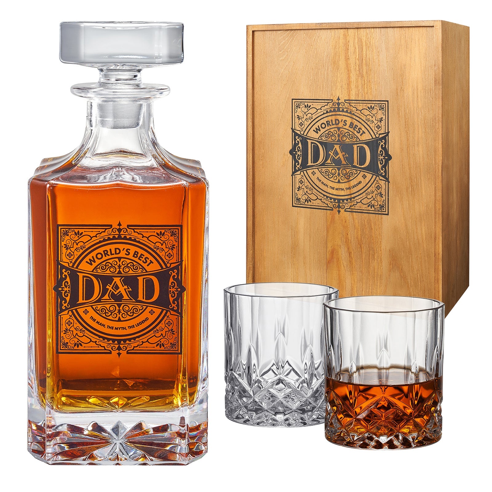 Gift For Dad Whiskey Decanter Gift Set 730ML Decanter 2 Whiskey Glass Fathers Day Birthday Housewarm