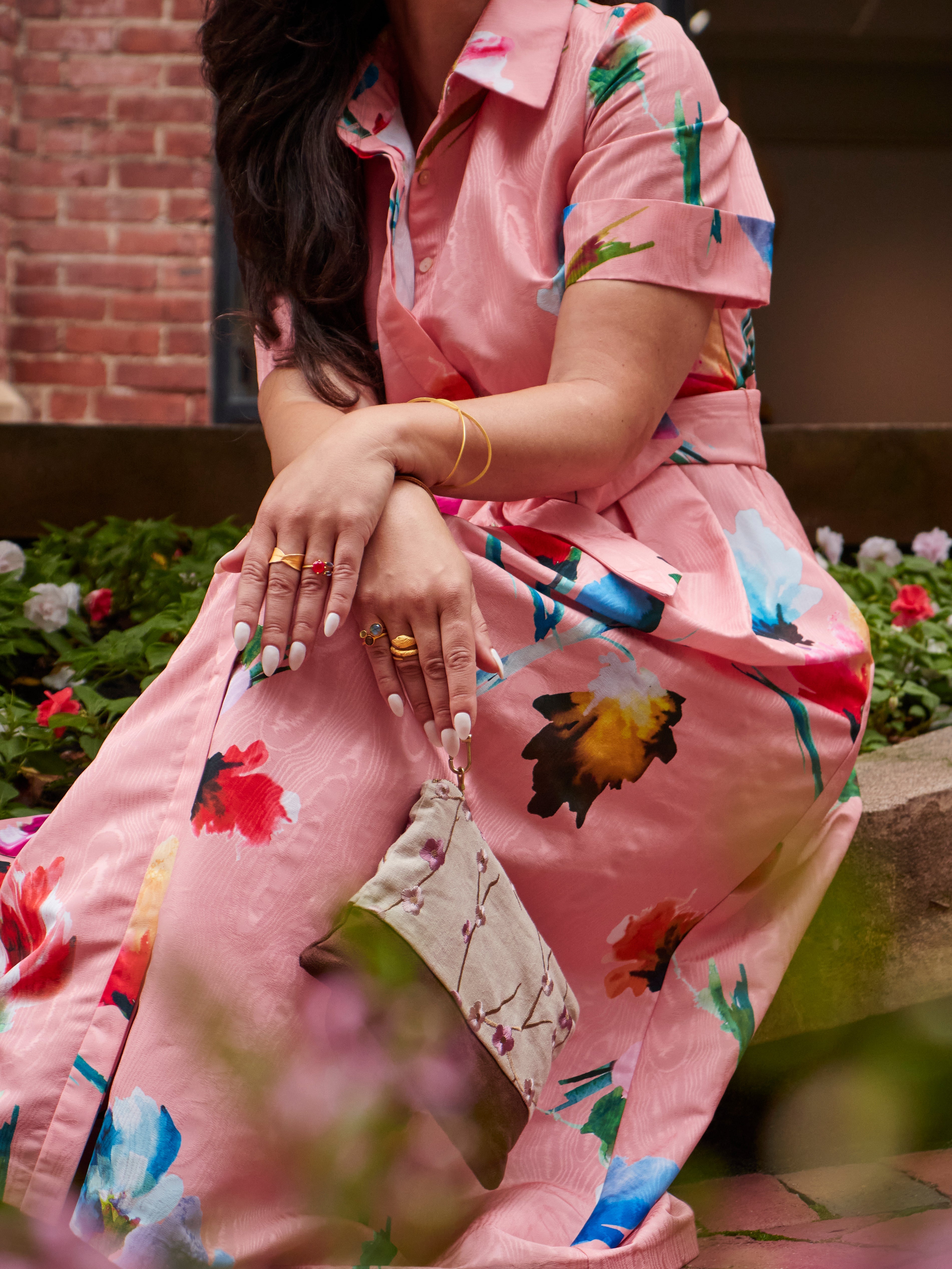Alice Embroidered Linen Wristlet