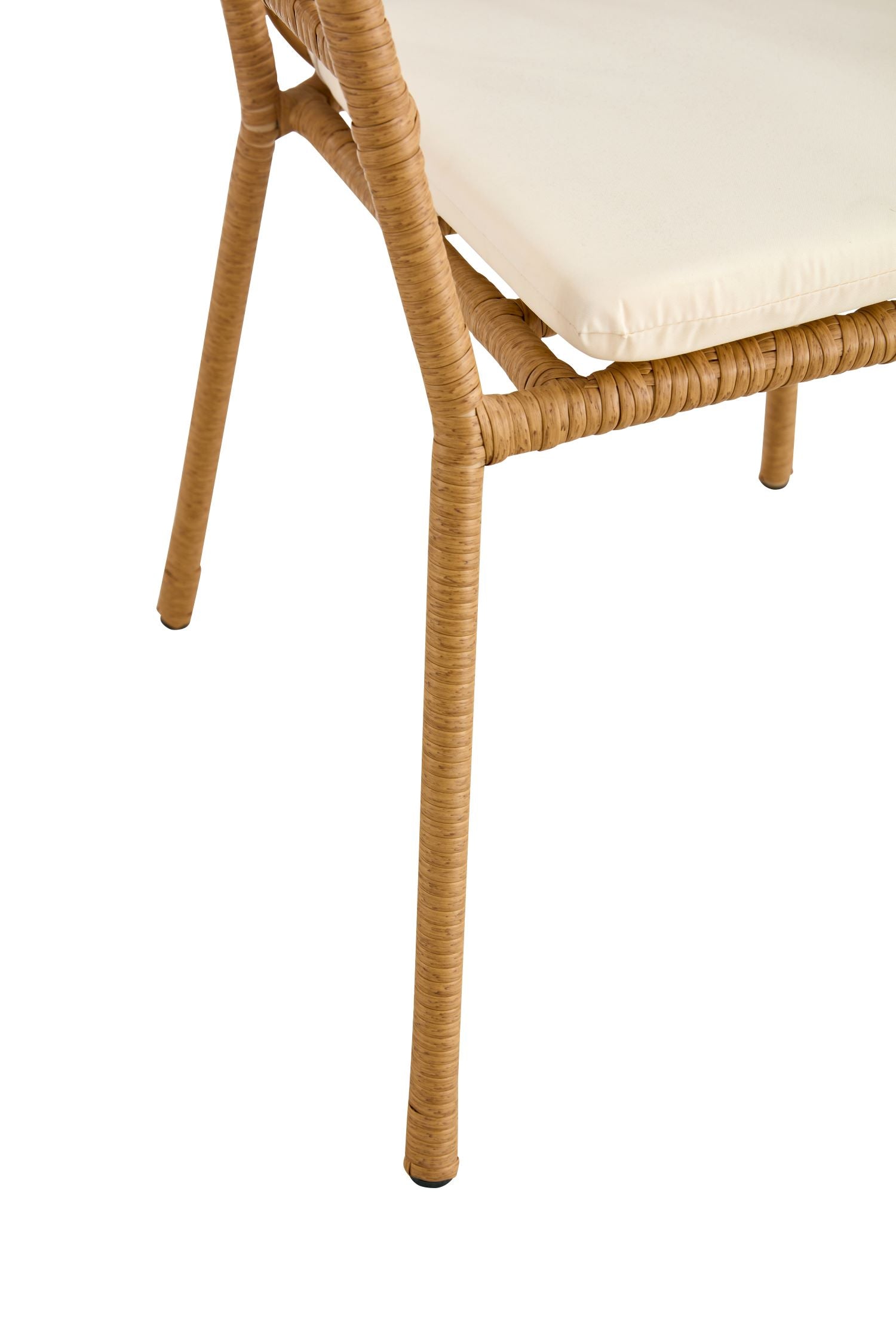Outdoor dining set of 5 simple bamboo dinning table PE ratten round table 110CM plastic wood top