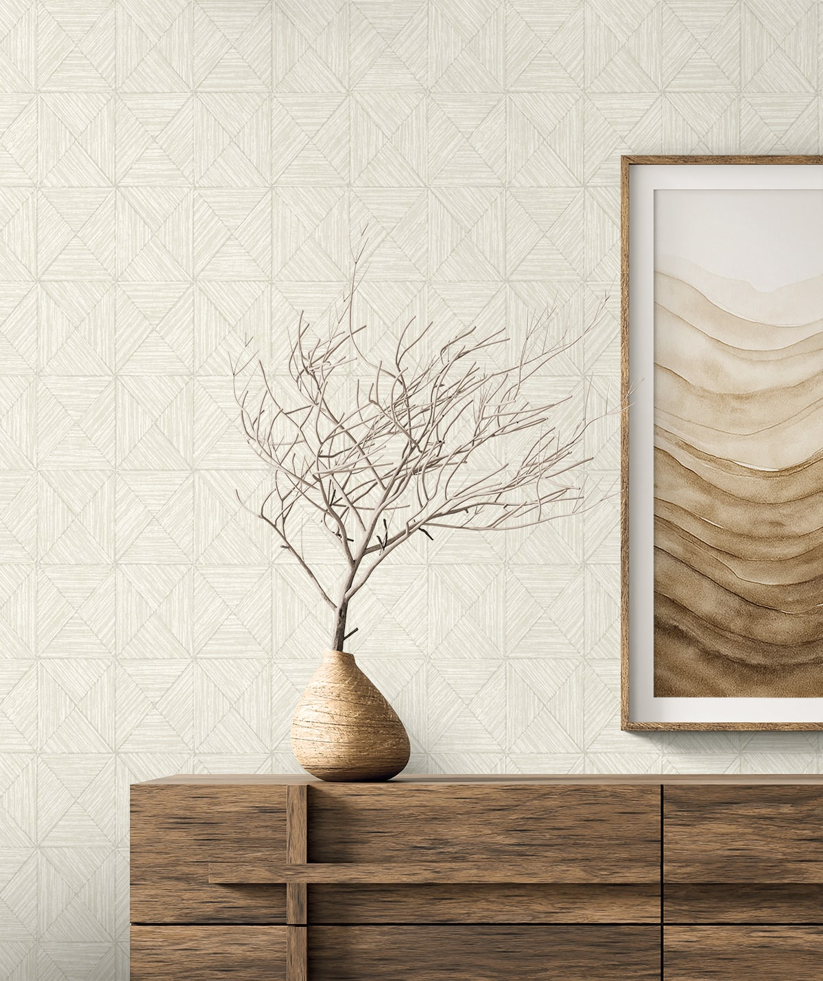 Neutral Elements Lunoria Geometric Unpasted Wallpaper