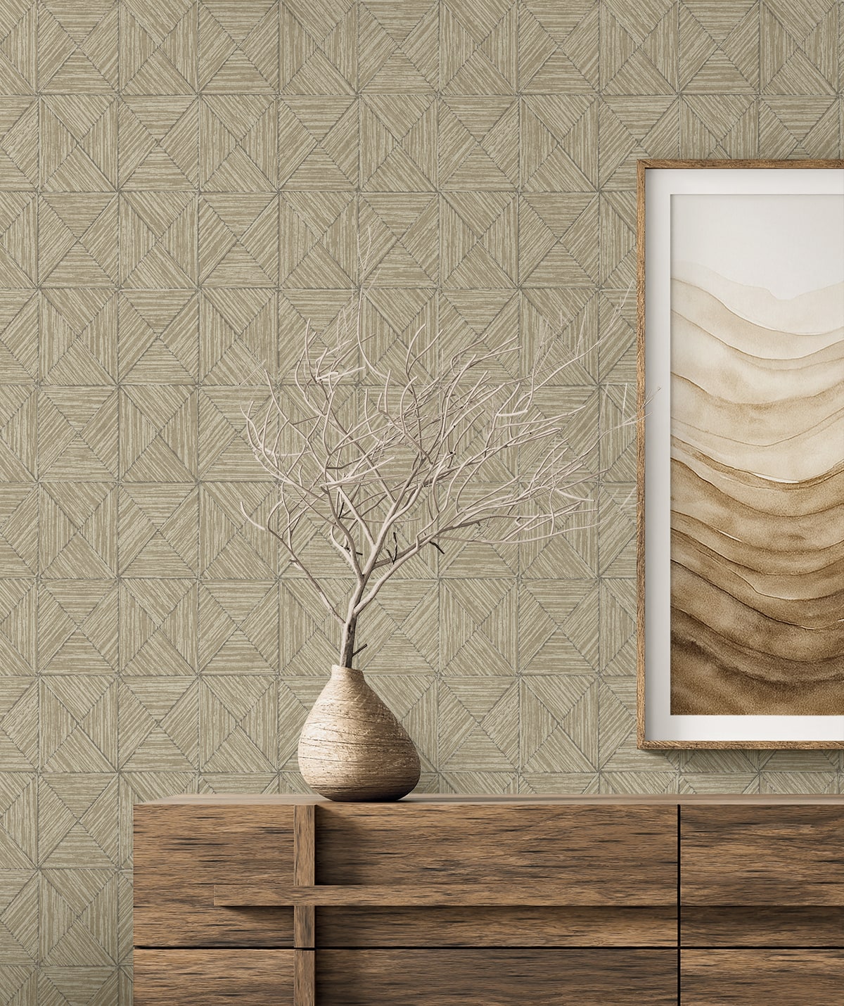 Neutral Elements Lunoria Geometric Unpasted Wallpaper