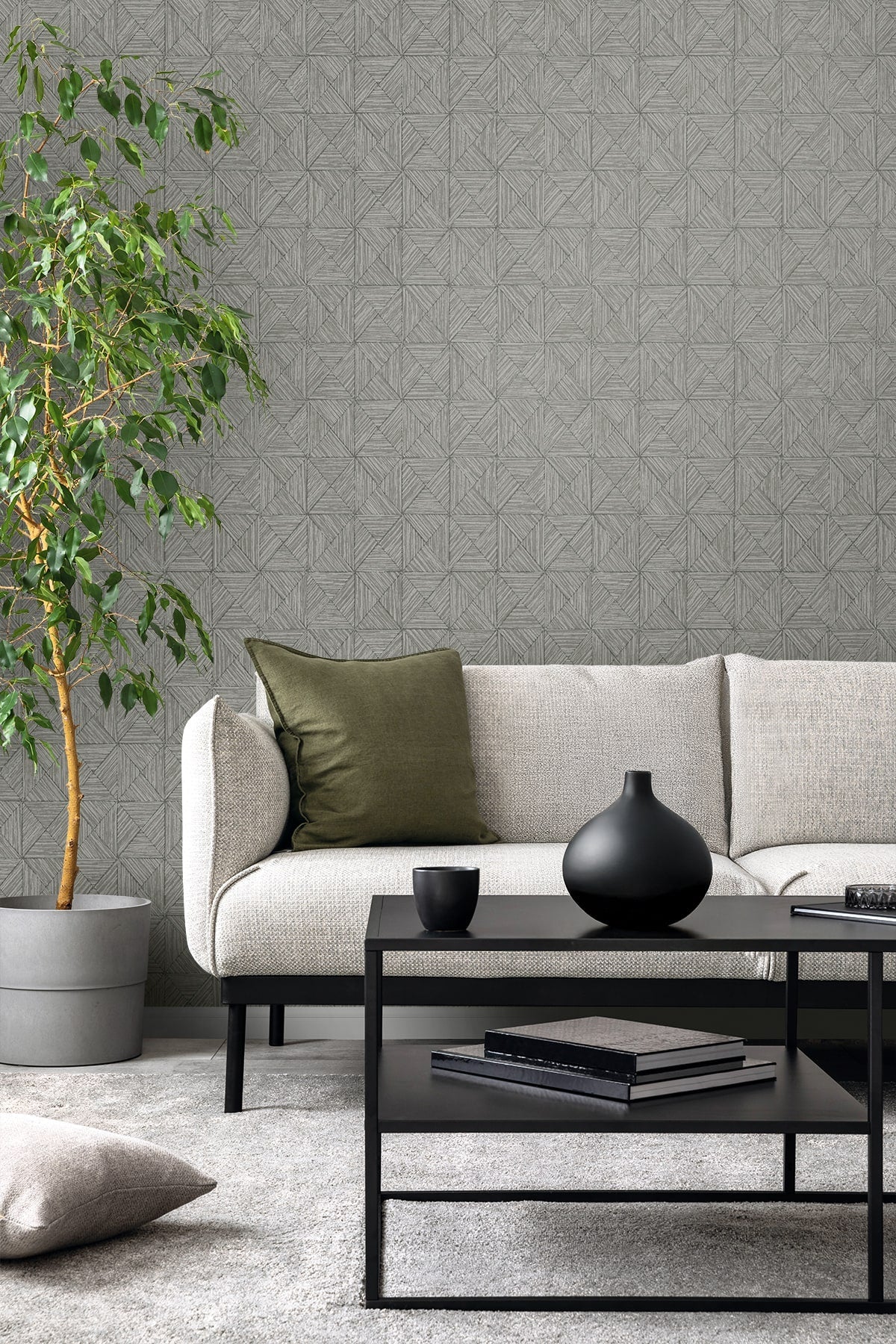 Neutral Elements Lunoria Geometric Unpasted Wallpaper