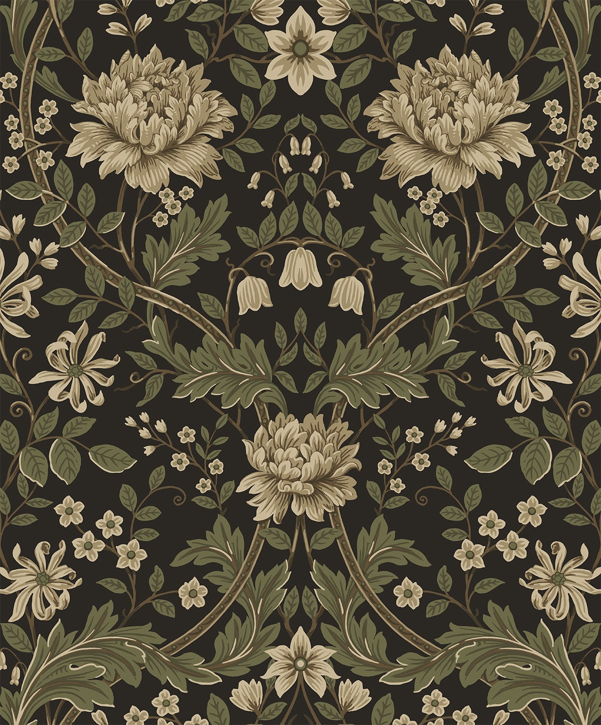 Honeysuckle Floral Vintage Prepasted Wallpaper