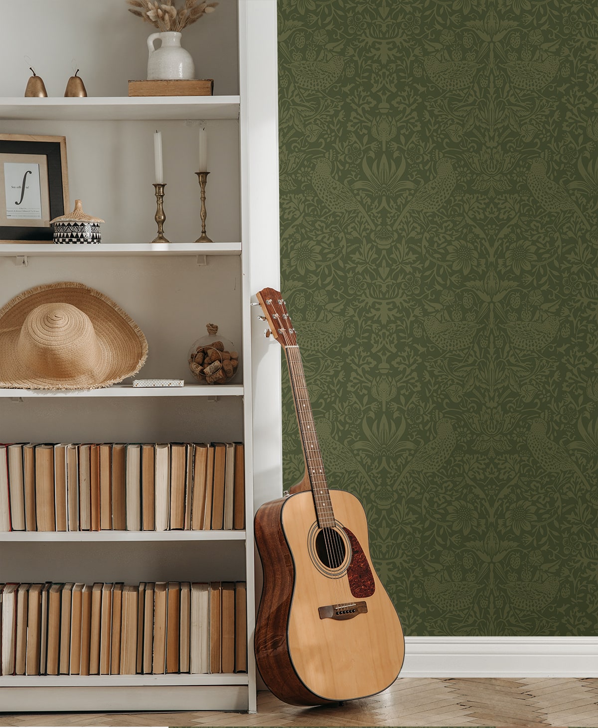 Tonal Bird Garden Vintage Prepasted Wallpaper