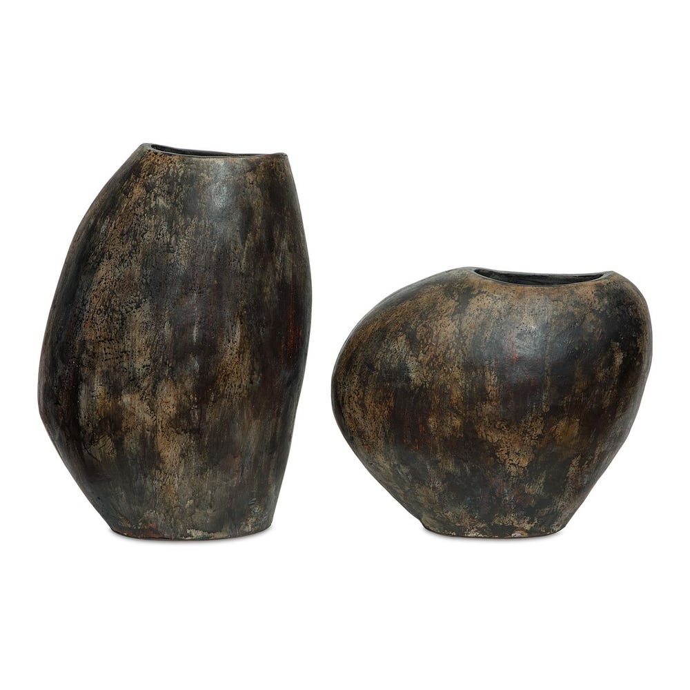 Emberstone Sculptural Indoor-Outdoor Vases – Set of 2