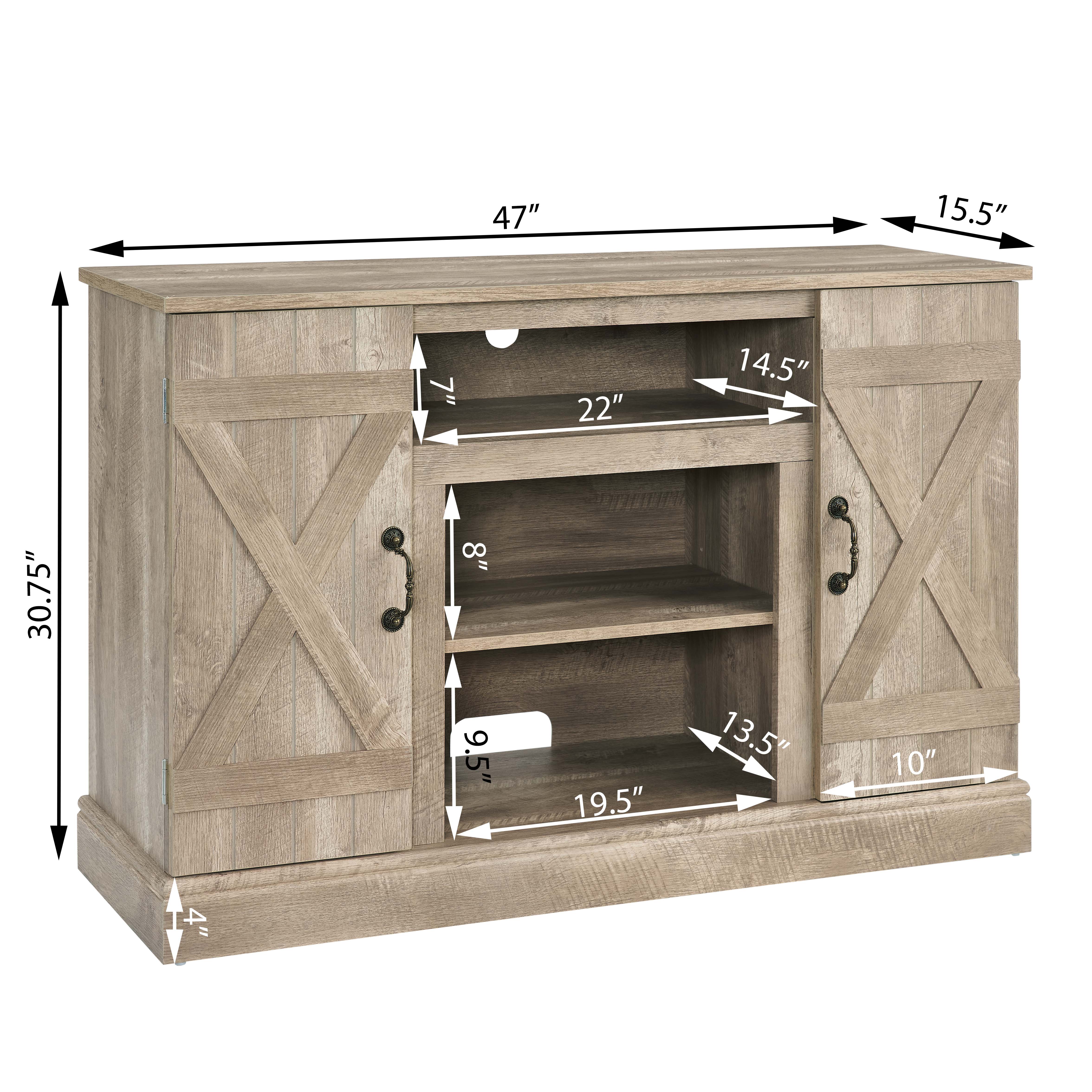 Farmhouse Classic Media TV Stand Antique Entertainment Console for TV up to 50" with Open and Closed Storage Space