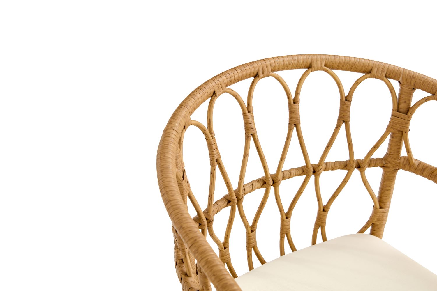 Outdoor dining set of 5 simple bamboo dinning table PE ratten round table 110CM plastic wood top