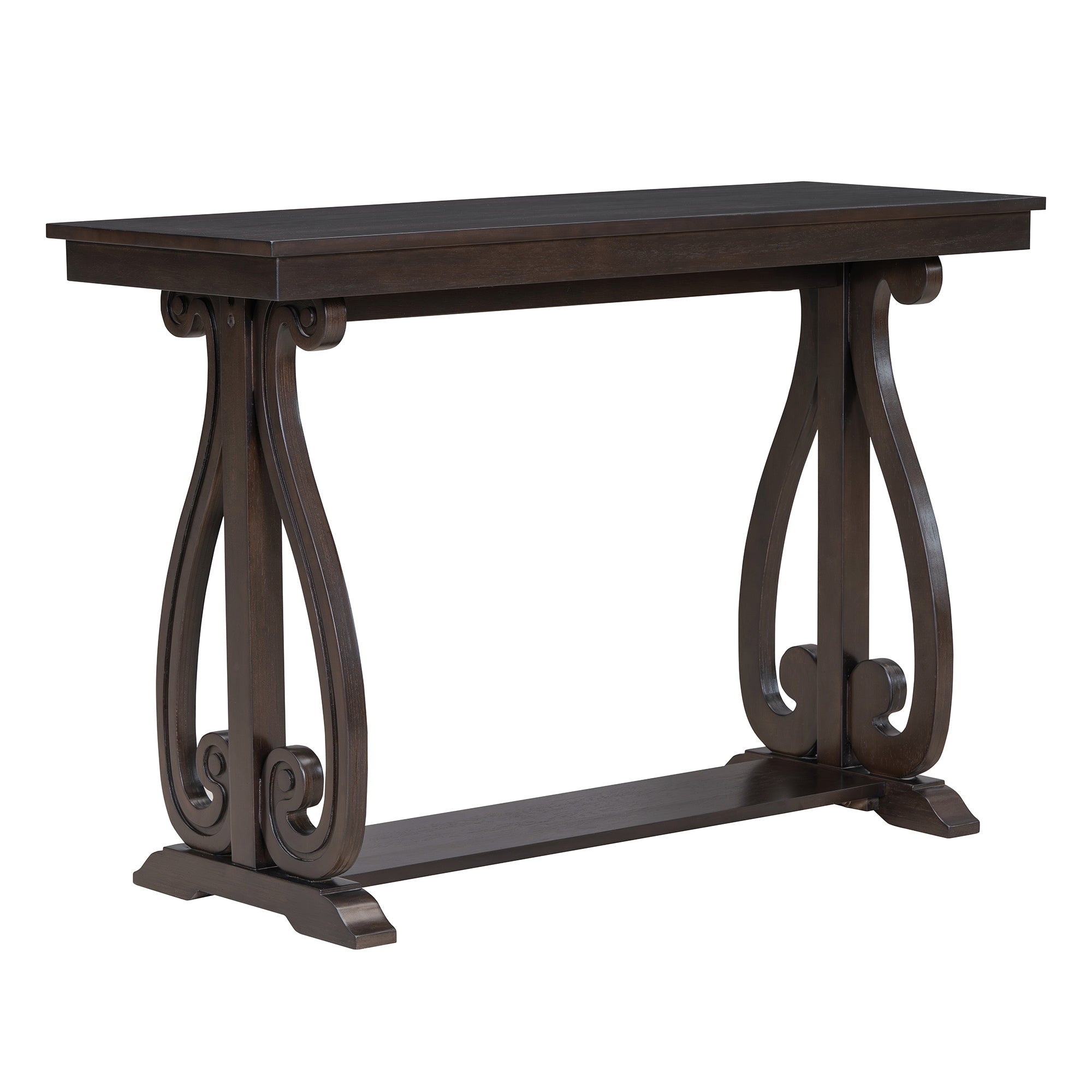 48-Inch Rustic Vintage Console Table --- Farmhouse Style Entryway Table with Open Shelf and Sturdy Construction (Espresso)