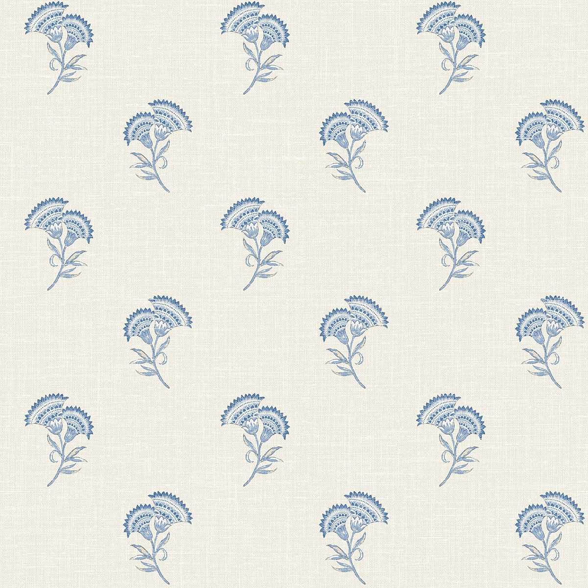 French Country Lotus Branch Floral Unpasted Wallpaper