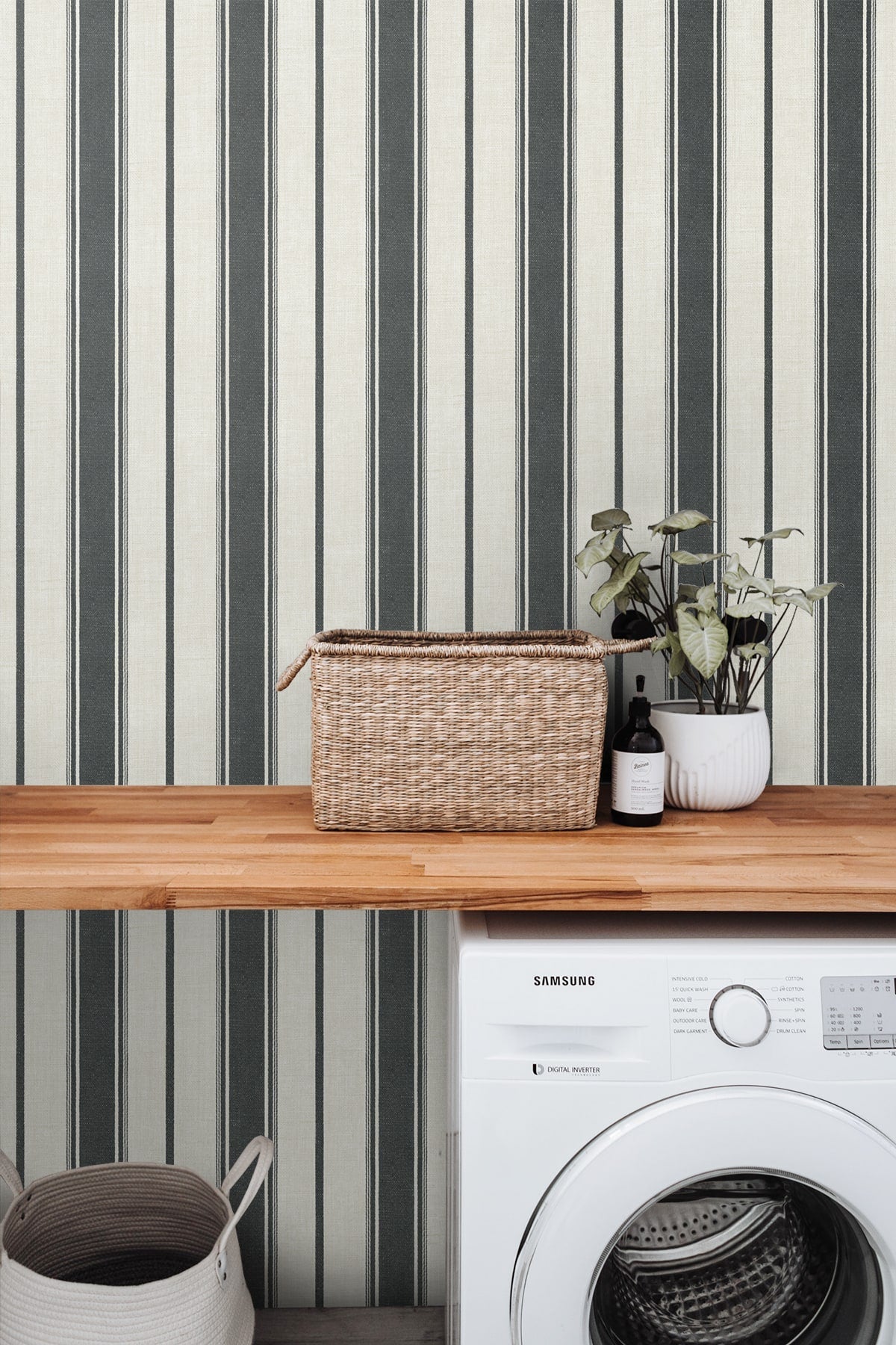French Country Eliott Linen Stripe Unpasted Wallpaper