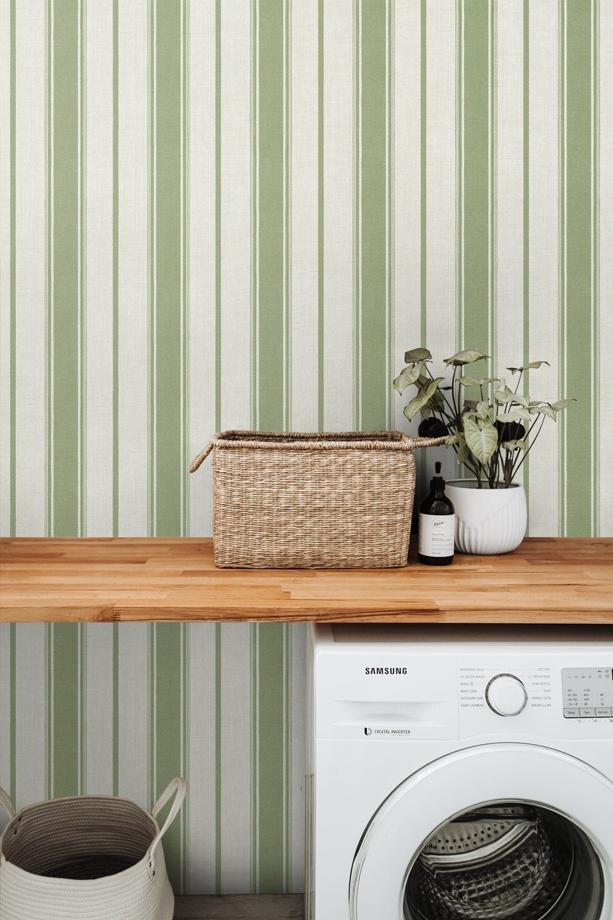 French Country Eliott Linen Stripe Unpasted Wallpaper