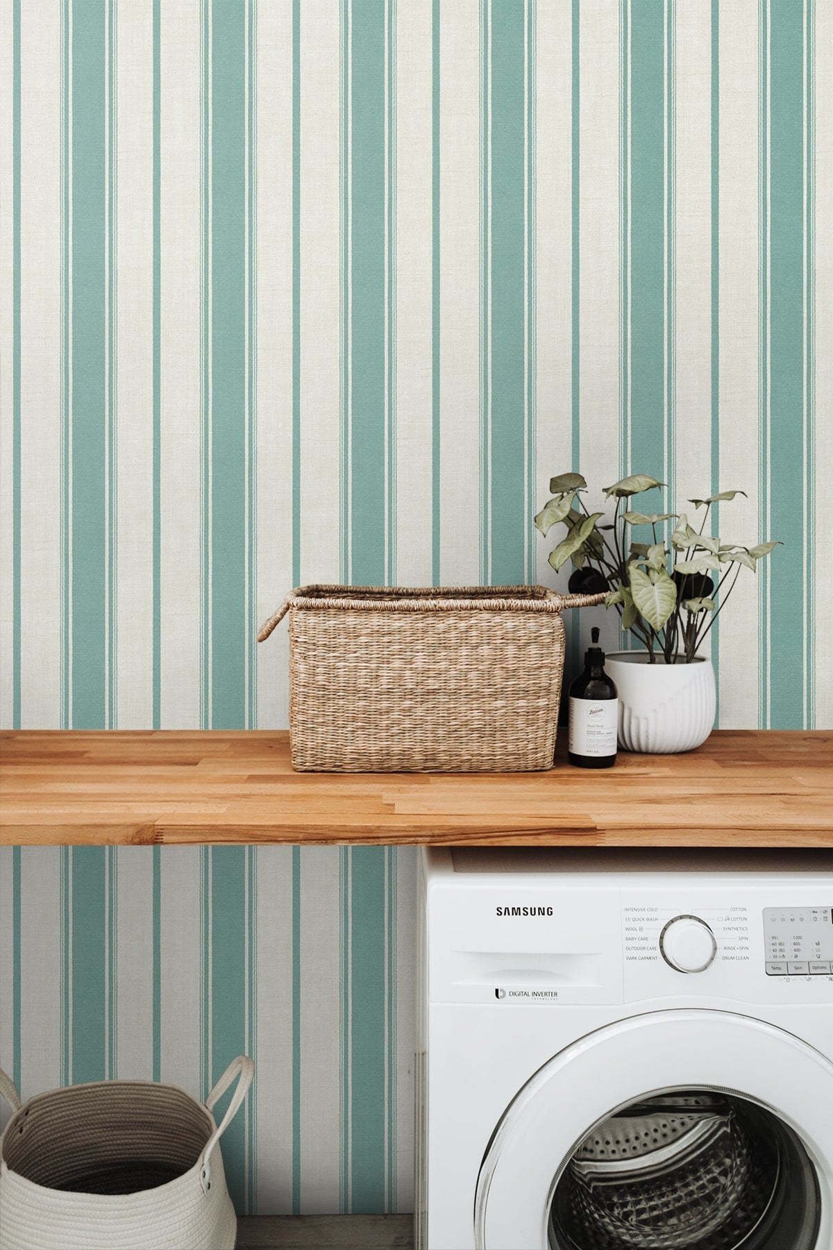 French Country Eliott Linen Stripe Unpasted Wallpaper