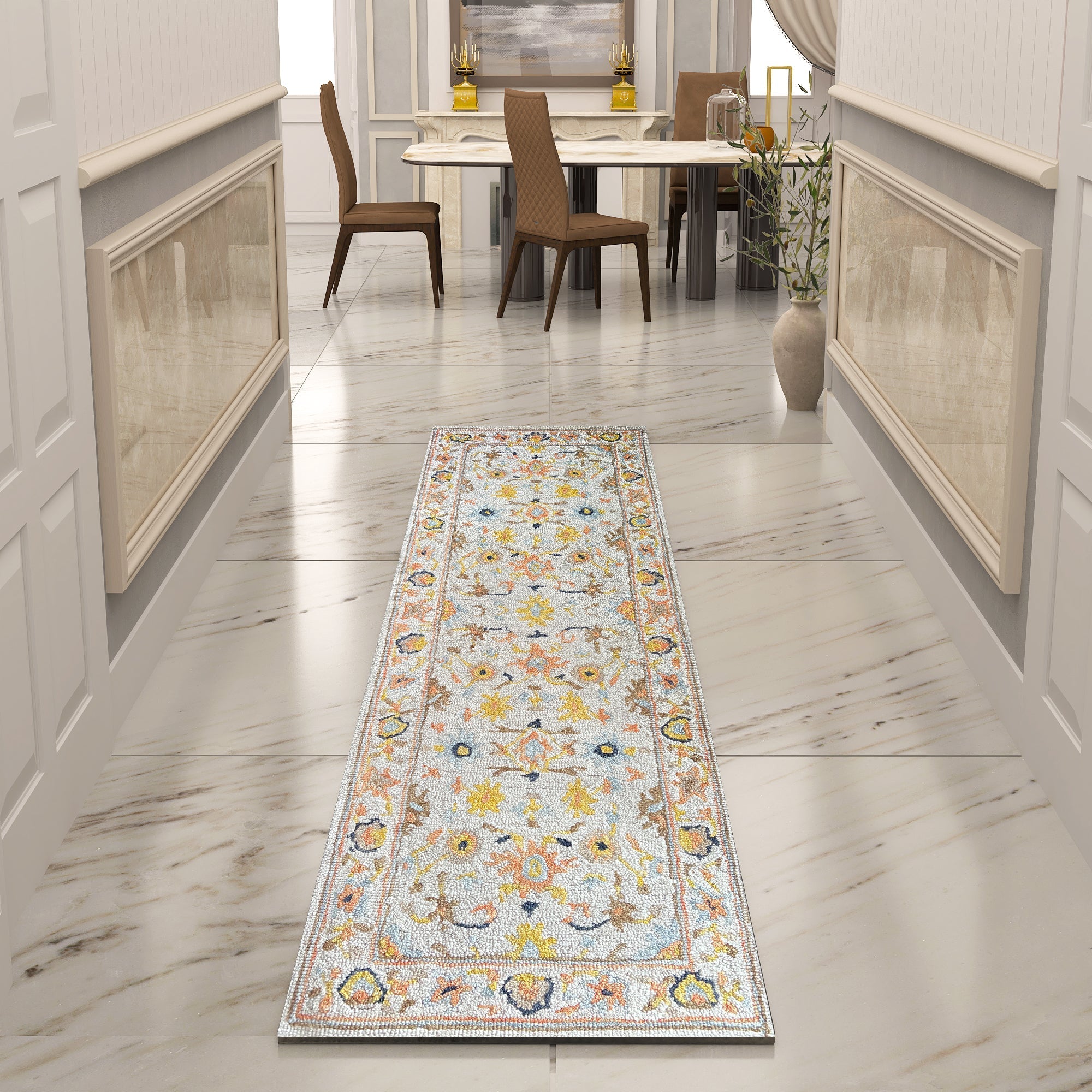 Premium Hand-Tufted Rug Made of 100% Wool - Flora Meadow - 2x10 Feet