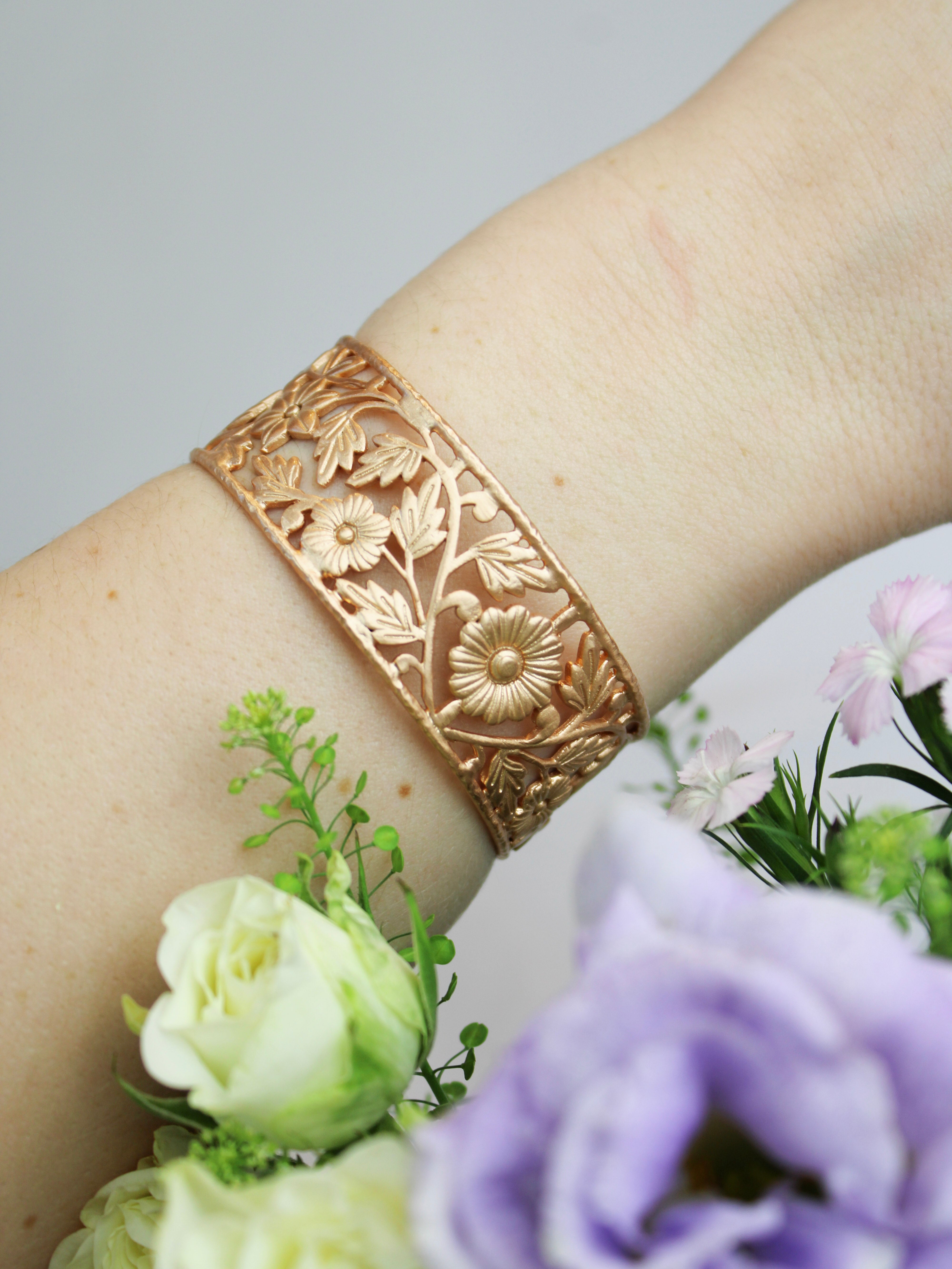 Floral Filigree Cuff Bracelet