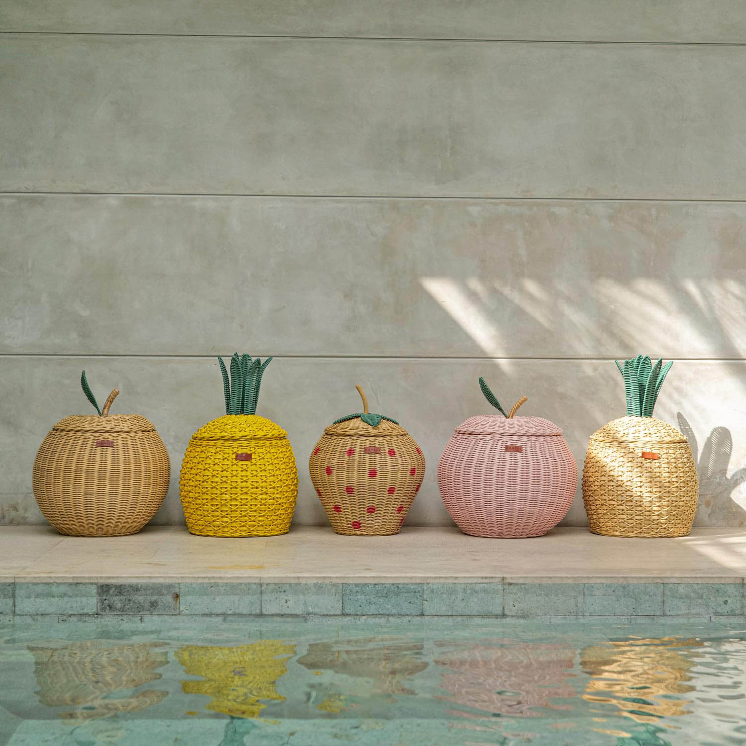 Pineapple Rattan Storage Basket Yellow - Medium