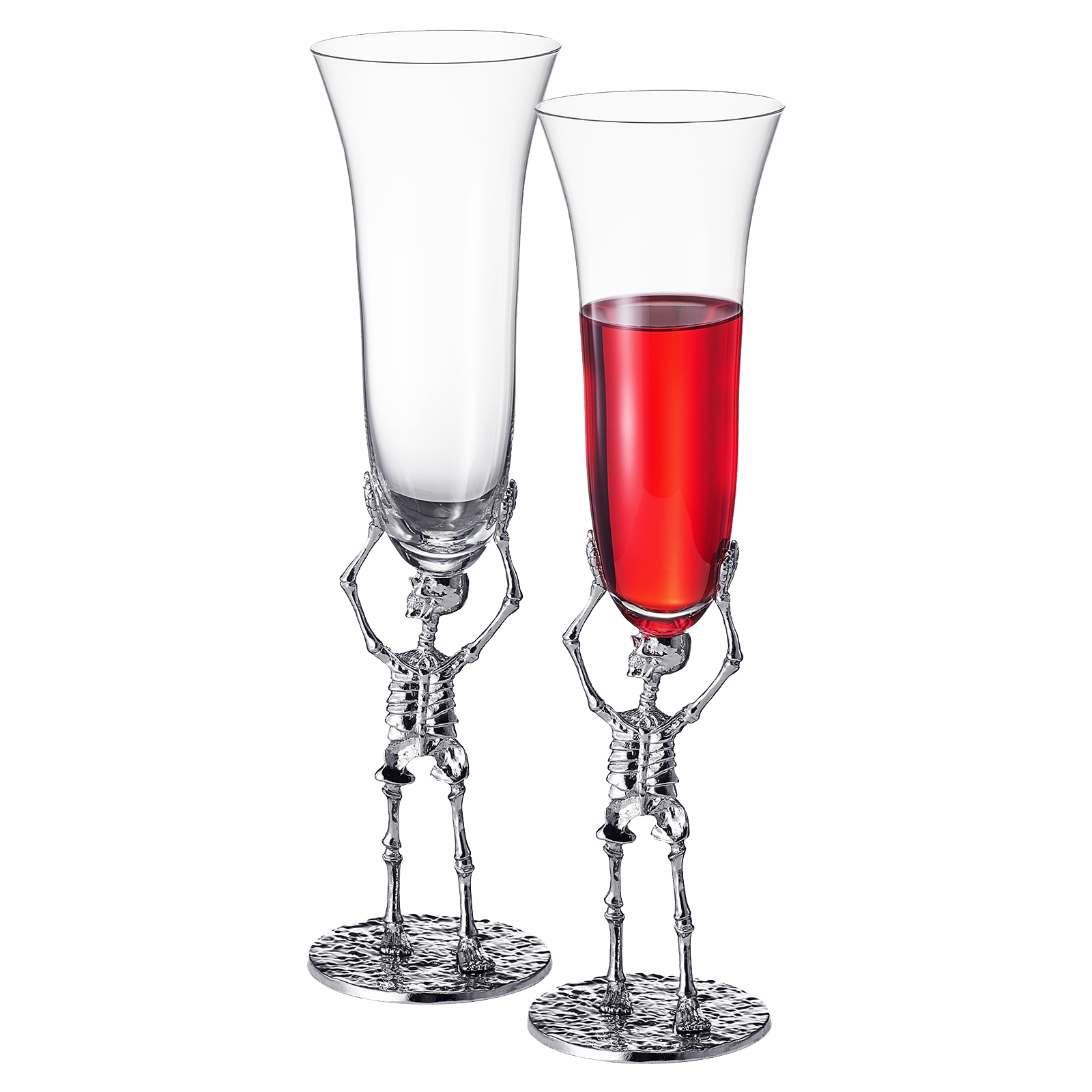 Stemmed Skeleton Champagne Flute Glass Set Of 2 7 5OZ Halloween Skeleton Glasses 10 H Goth Gifts Ske