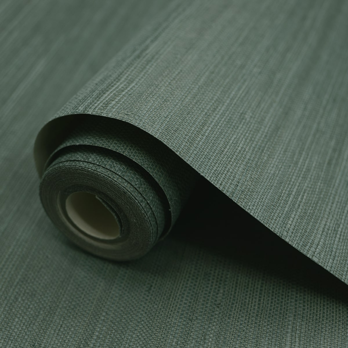 Smoke Green Grasscloth Unpasted Wallpaper