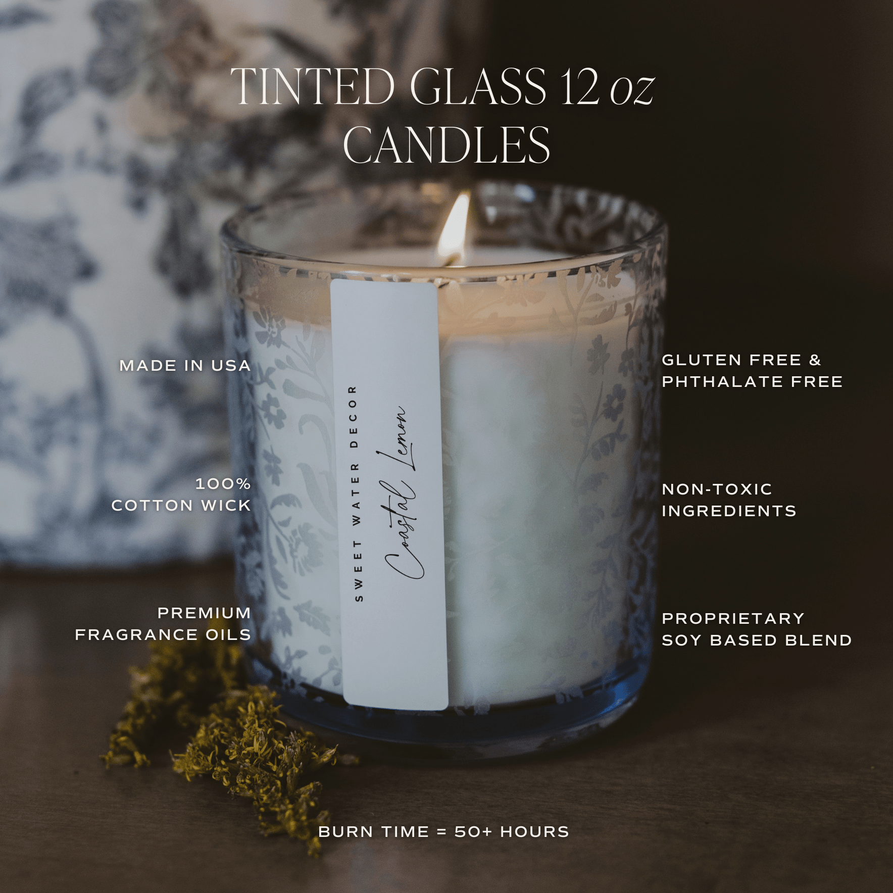 Spa Day Soy Candle - Blue Tinted Glass Jar - 12 oz