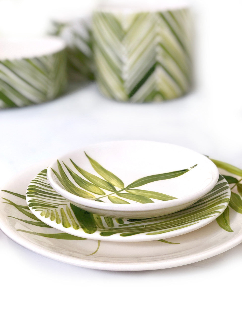 Floating Leaves Dessert Plate - Green