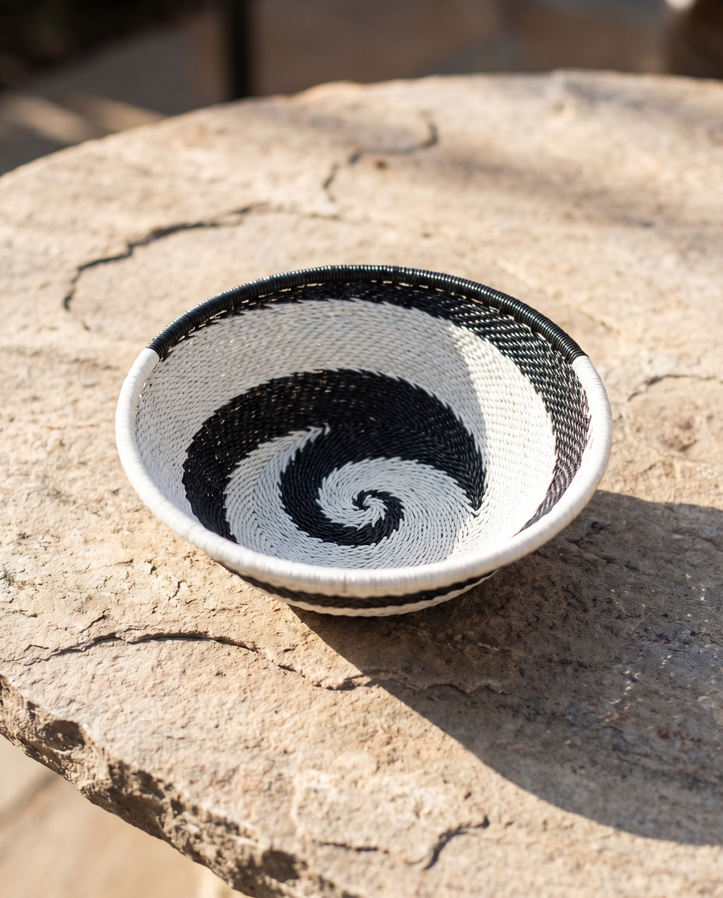 Zulu Wire Basket Bowl - Black + White, Small