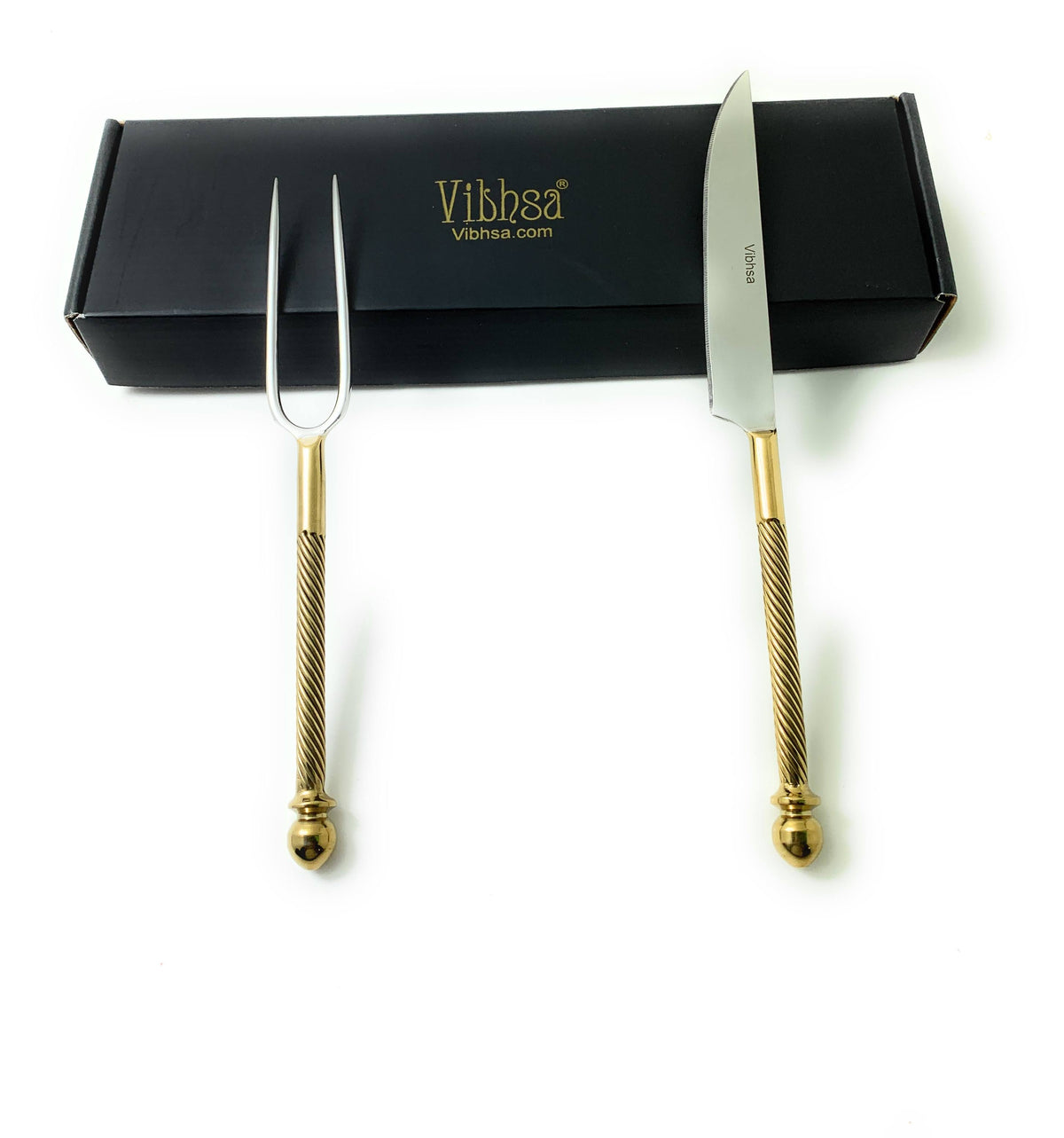 Luxury Carving Set – Handmade Stainless Steel with Gold Accents