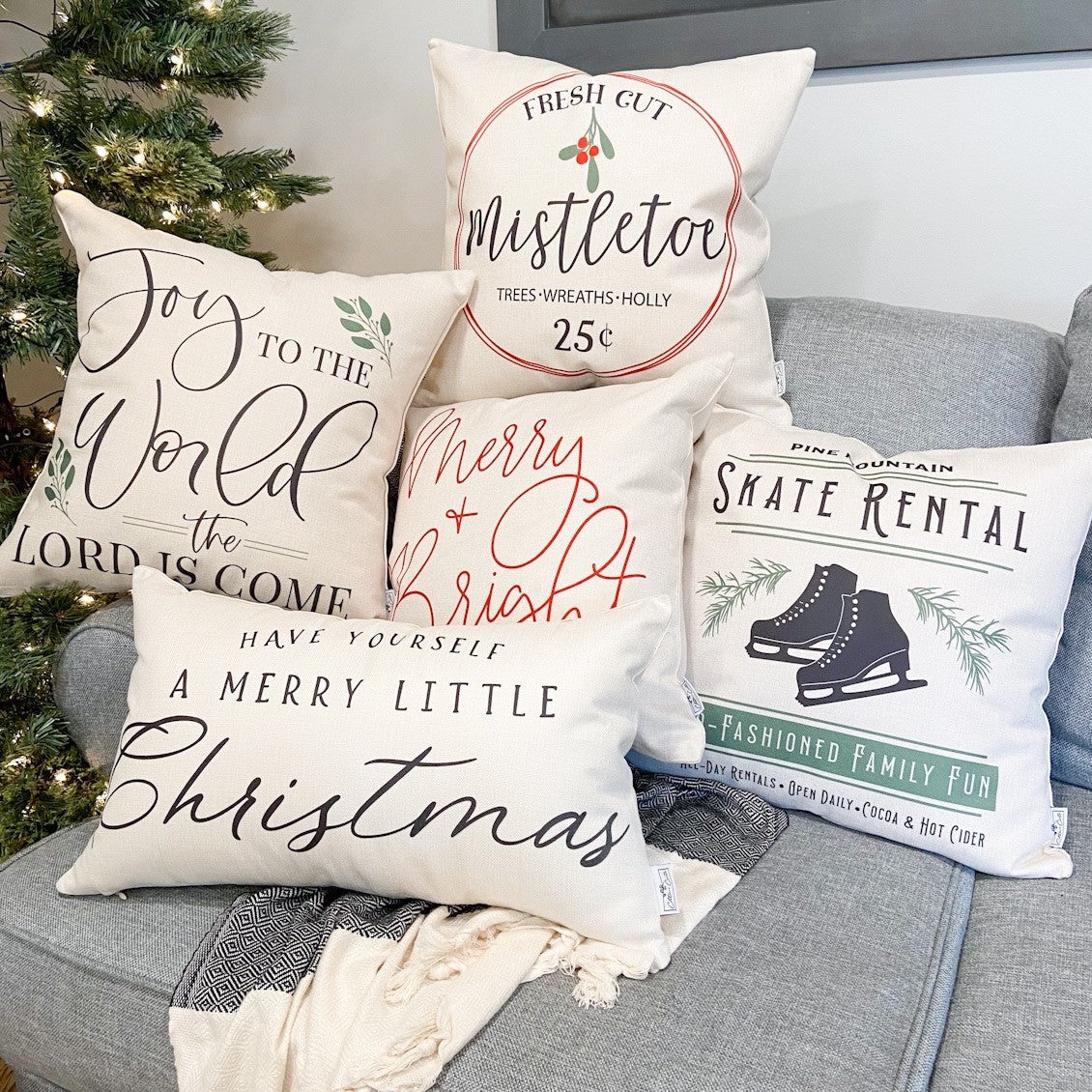 Fresh Cut Mistletoe #11 Pillow Cover — Fits 18x18 Insert