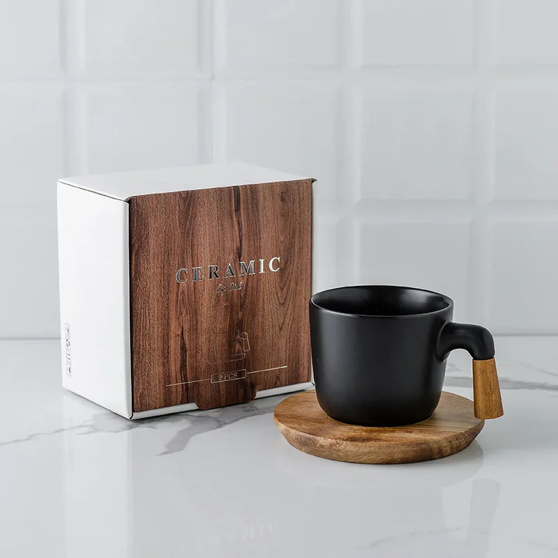 Japanese Style Ceramic Tea Pot Set with Wooden Handle | Heat-Resistant Borosilicate Glass