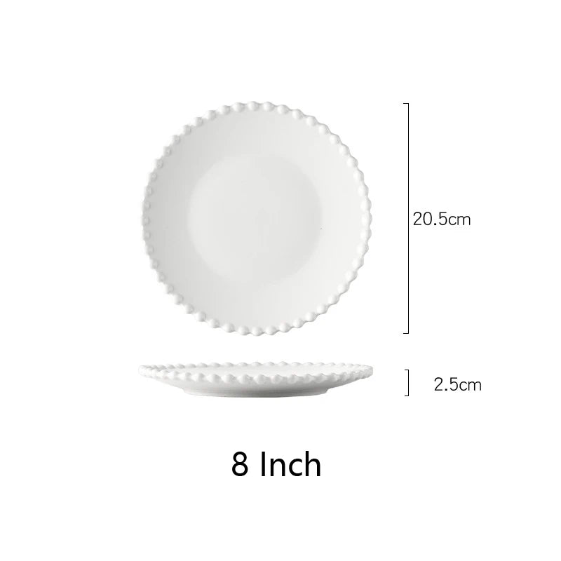 Heart Shaped Pearl Dinner Plate Set - Elegant Porcelain Tableware for Salad, Soup, Steak
