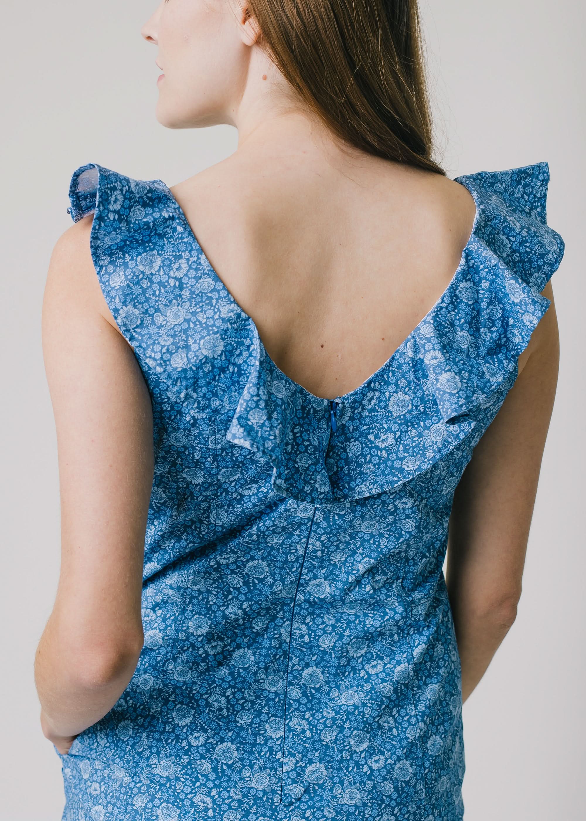 V-Neck Ruffle Shift Dress