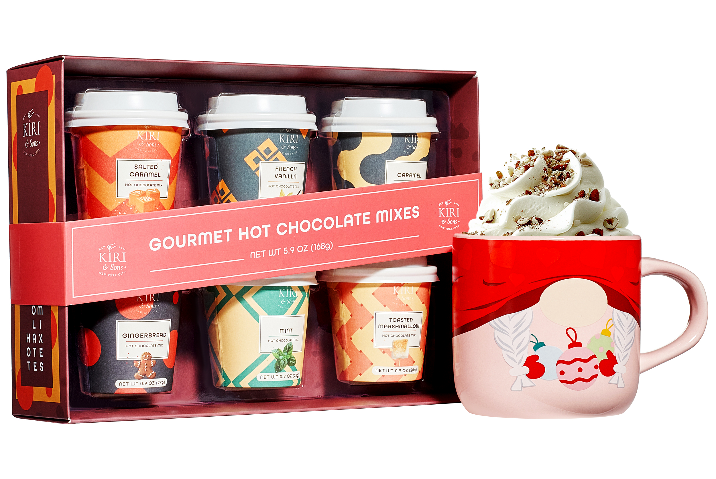 Gourmet Hot Cocoa Gift Set Cup Hot Chocolates Set Of 6 Flavors Salted Caramel French Vanilla Caramel