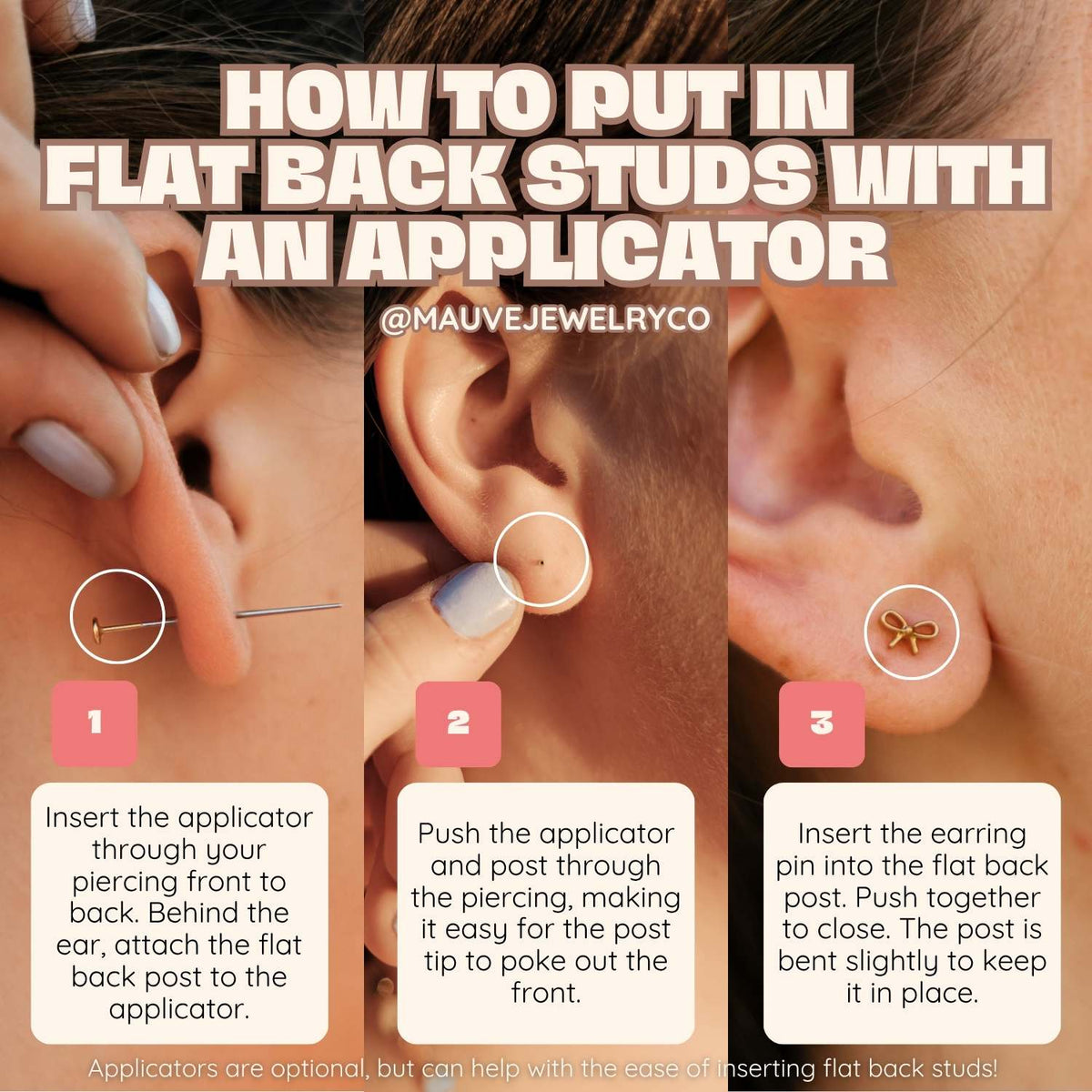 Bow Flat Back Studs