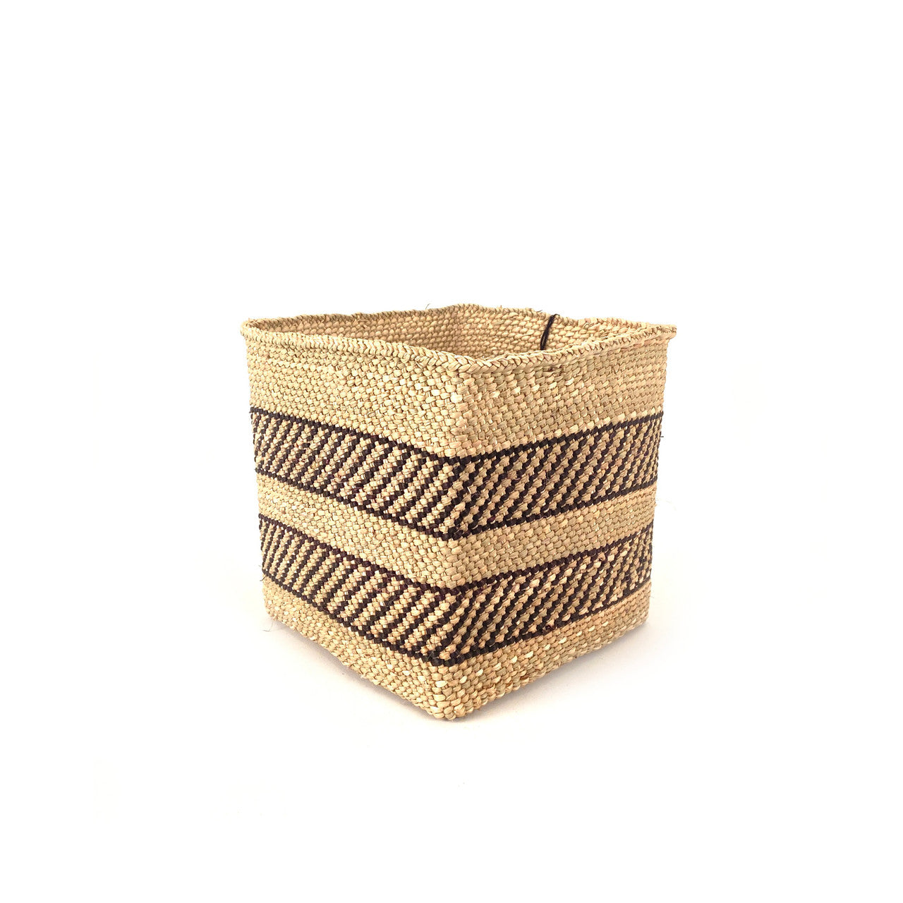 Square Natural w/ Black Stripe Iringa Basket