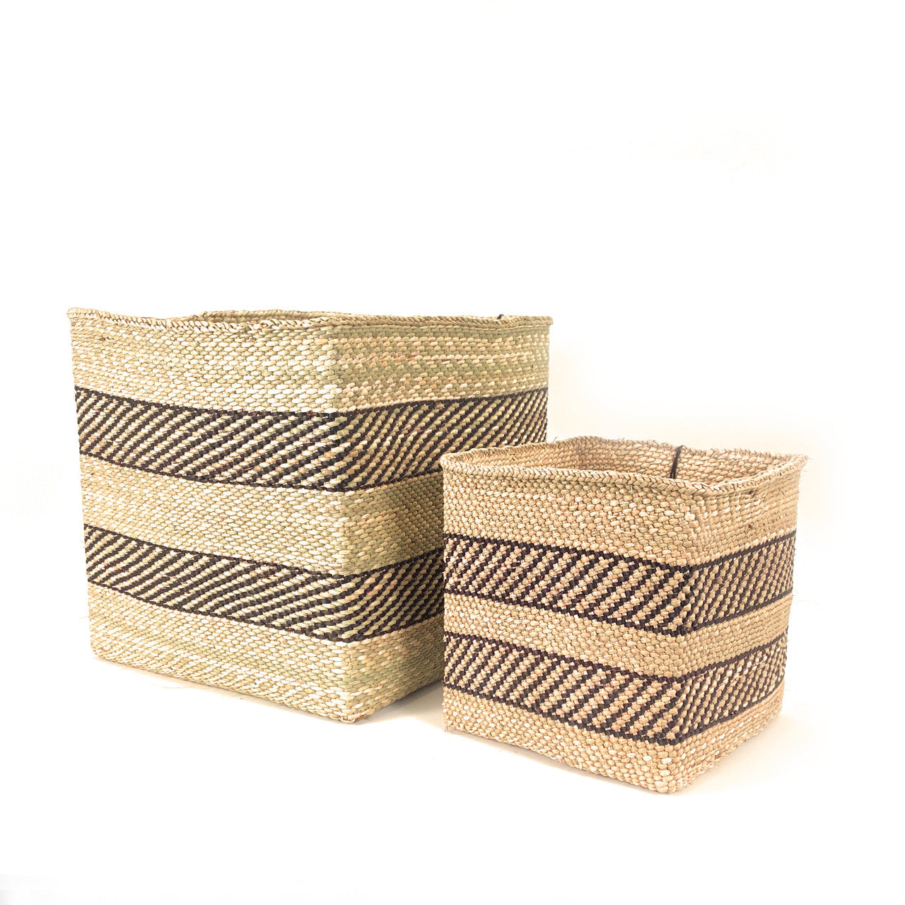 Square Natural w/ Black Stripe Iringa Basket