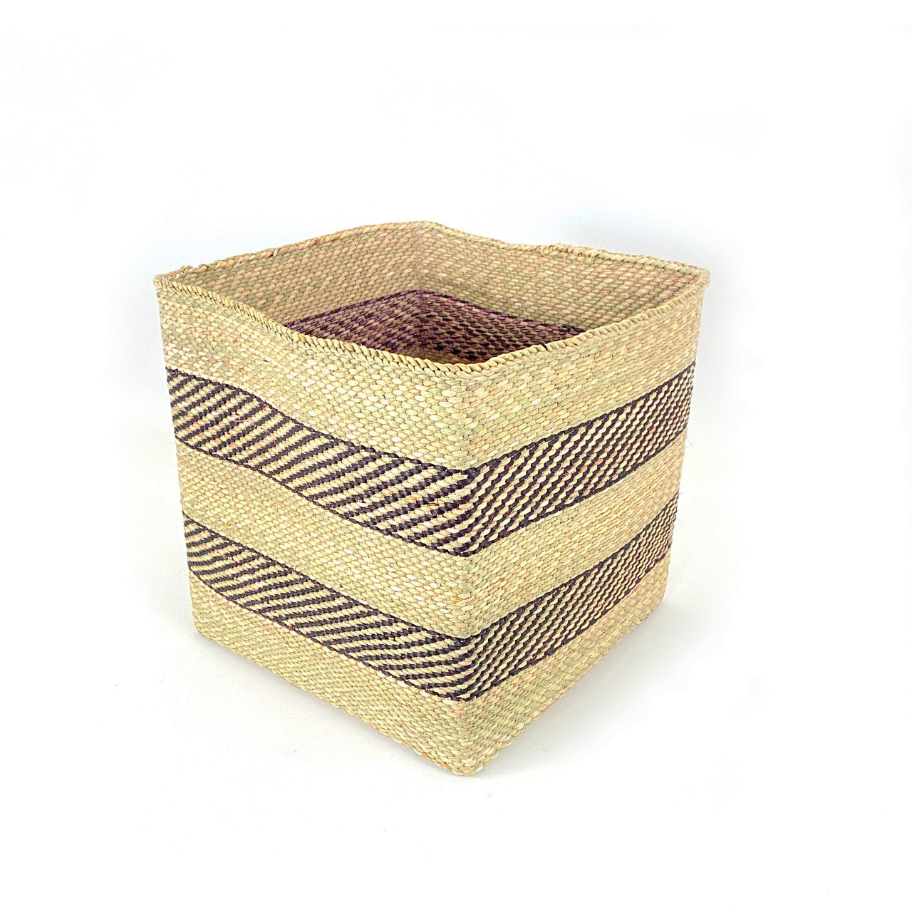 Square Natural w/ Black Stripe Iringa Basket