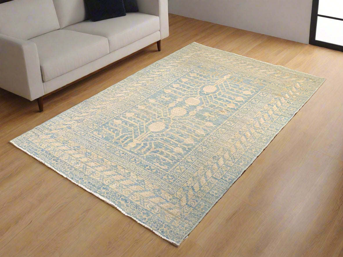 Khotan Pomegranate design Oriental Rug, size 4" x 6" (D)