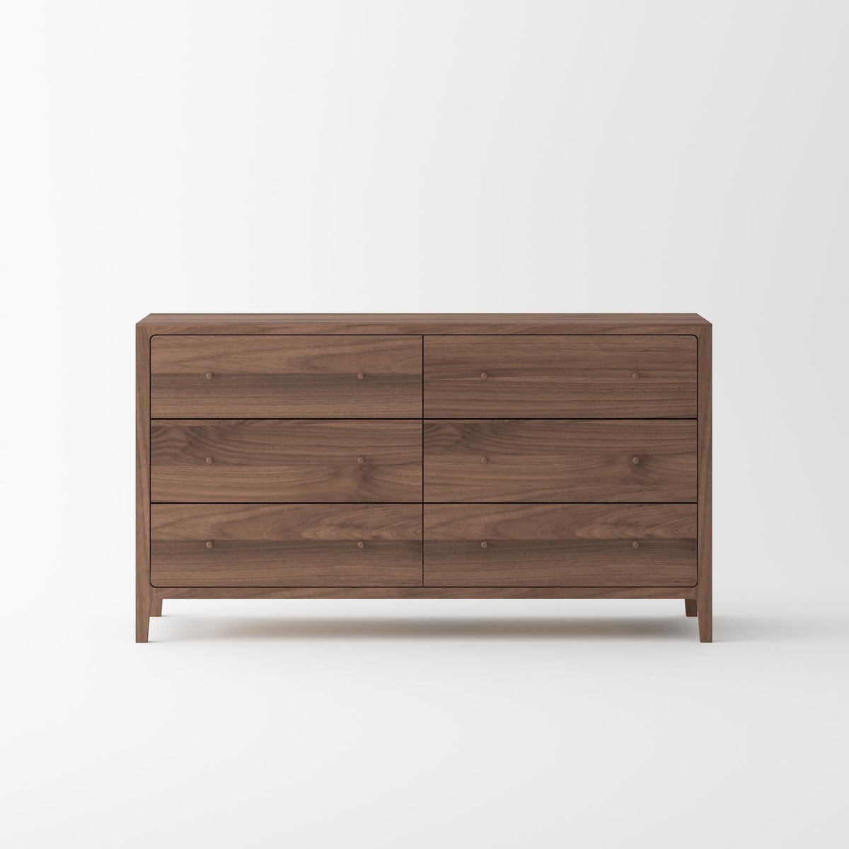 Isabella Mid Century 6 Drawer Dresser - Solid American Black Walnut