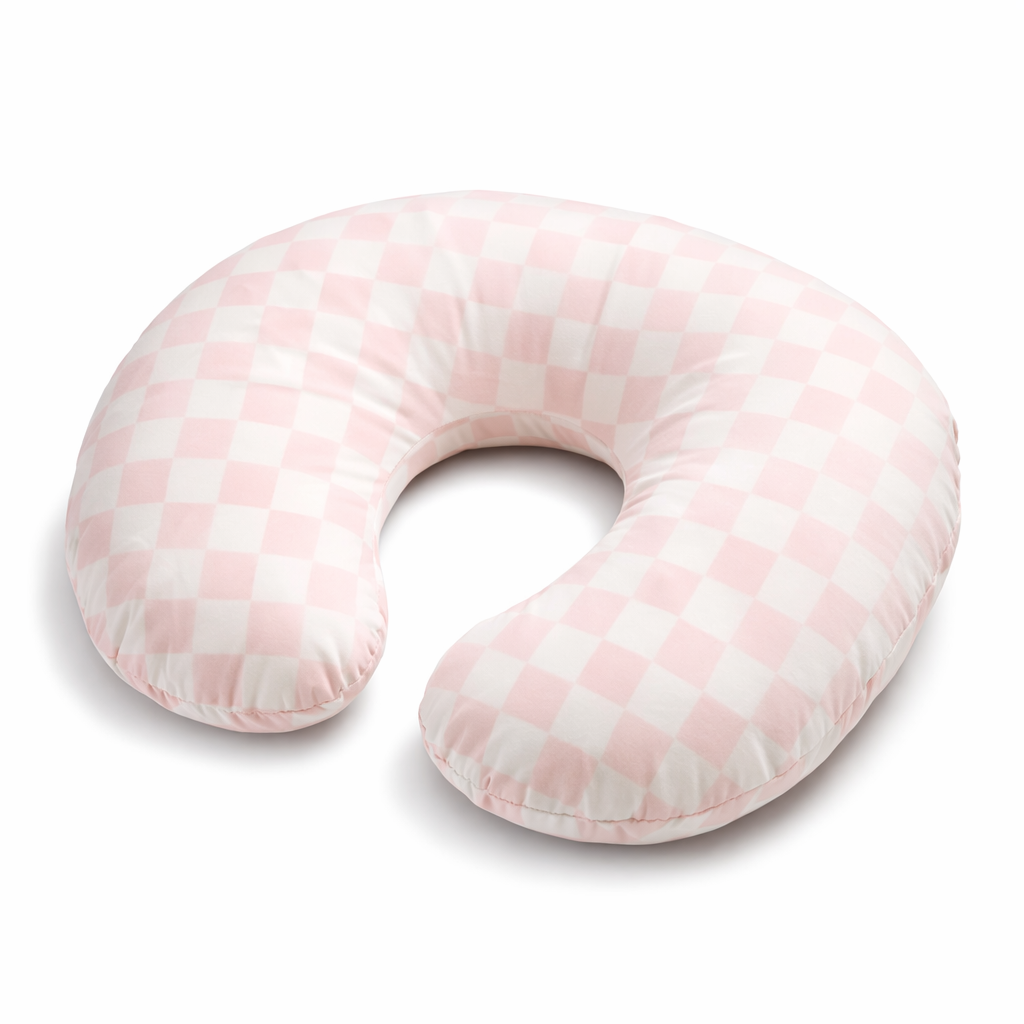 Pink & White Checkered Nursing Pillow Cover