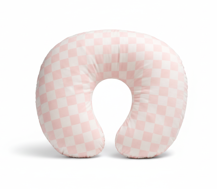 Pink & White Checkered Nursing Pillow Cover