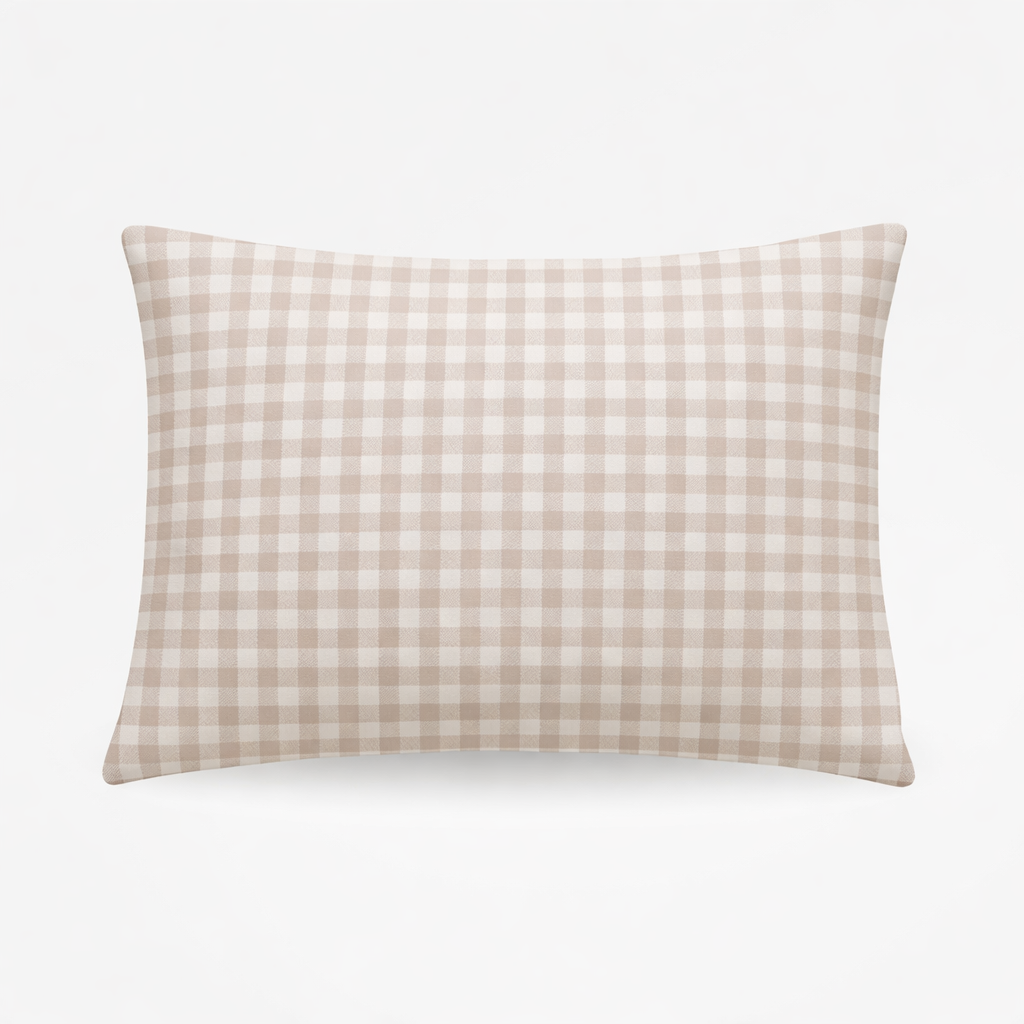 Beige White Gingham Standard Pillowcase