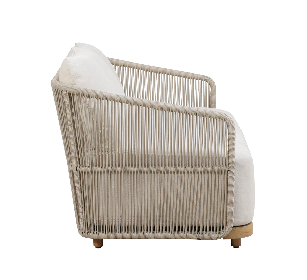 Alpine Teak Wood Outdoor Loveseat with Gray Rope Design