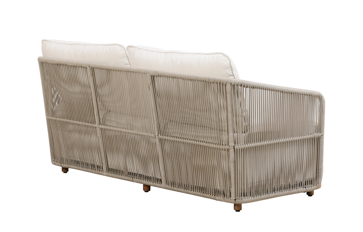Alpine Teak Wood Outdoor Loveseat with Gray Rope Design